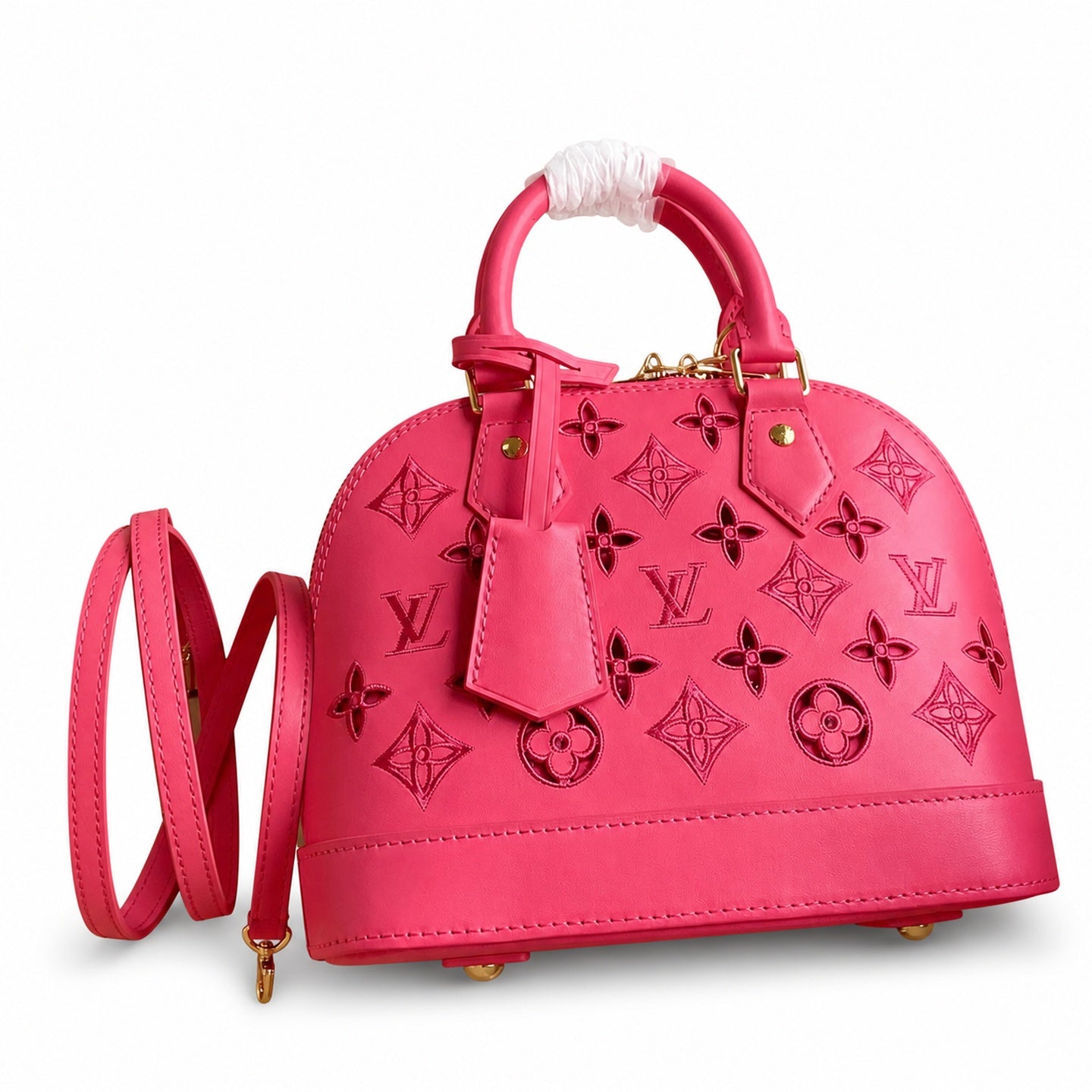 Louis Vuitton Alma Embroidered Leather Red Handbag