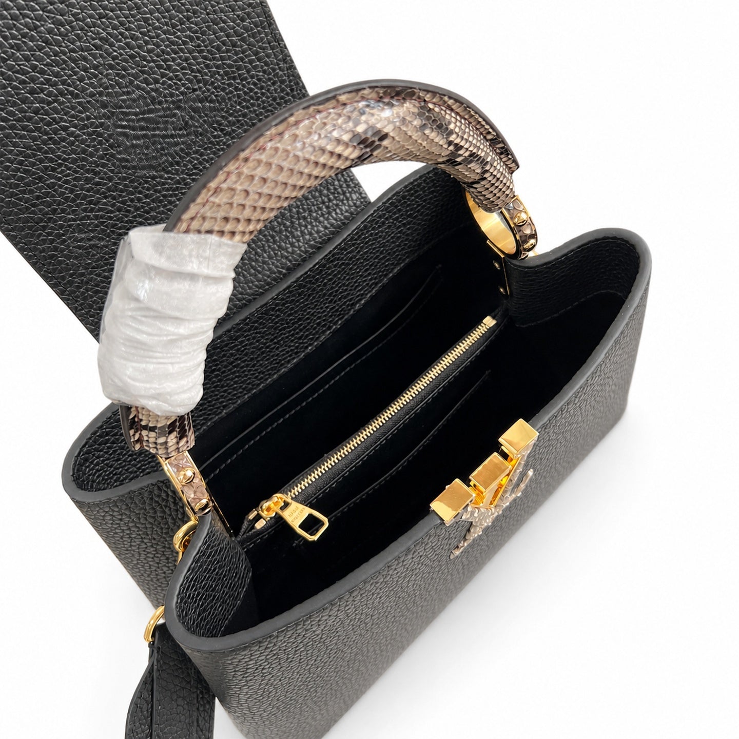 Louis Vuitton Capucines Small Snakeskin Leather Black Handbag