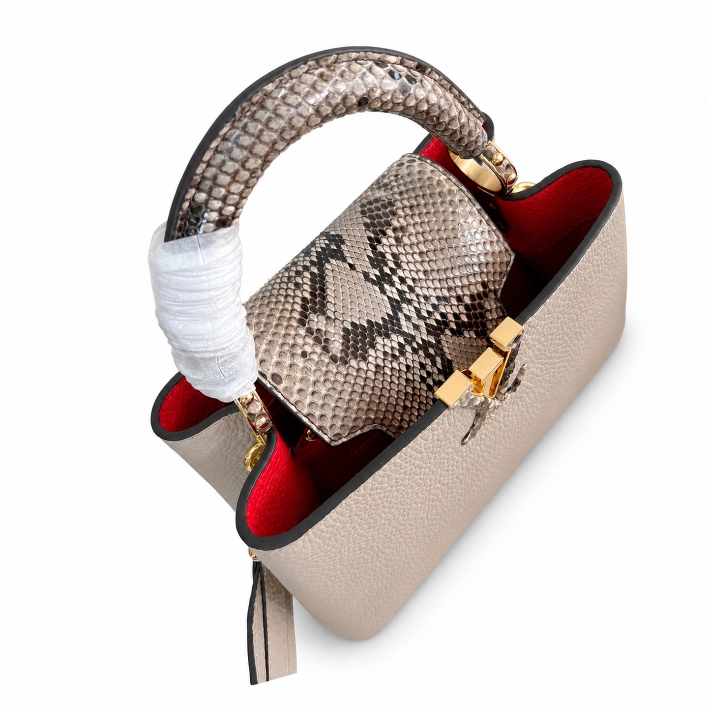 Louis Vuitton Capucines Small Snakeskin Leather Gray Handbag