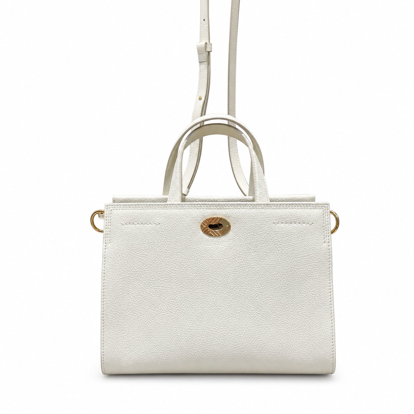 Burberry Cotton Leather Check Tote Bag