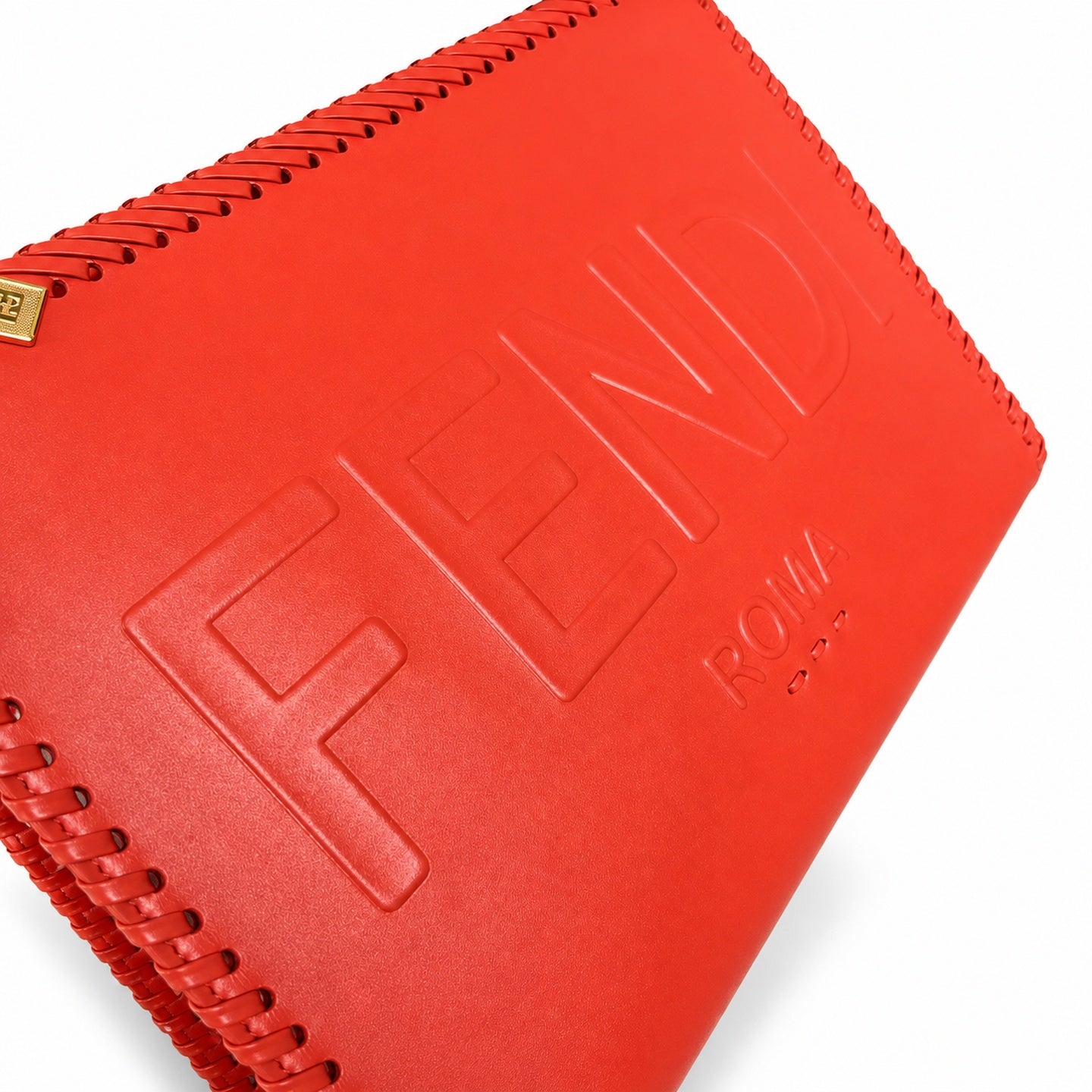 Fendi Sunshine Embroidered Leather Red Tote Bag
