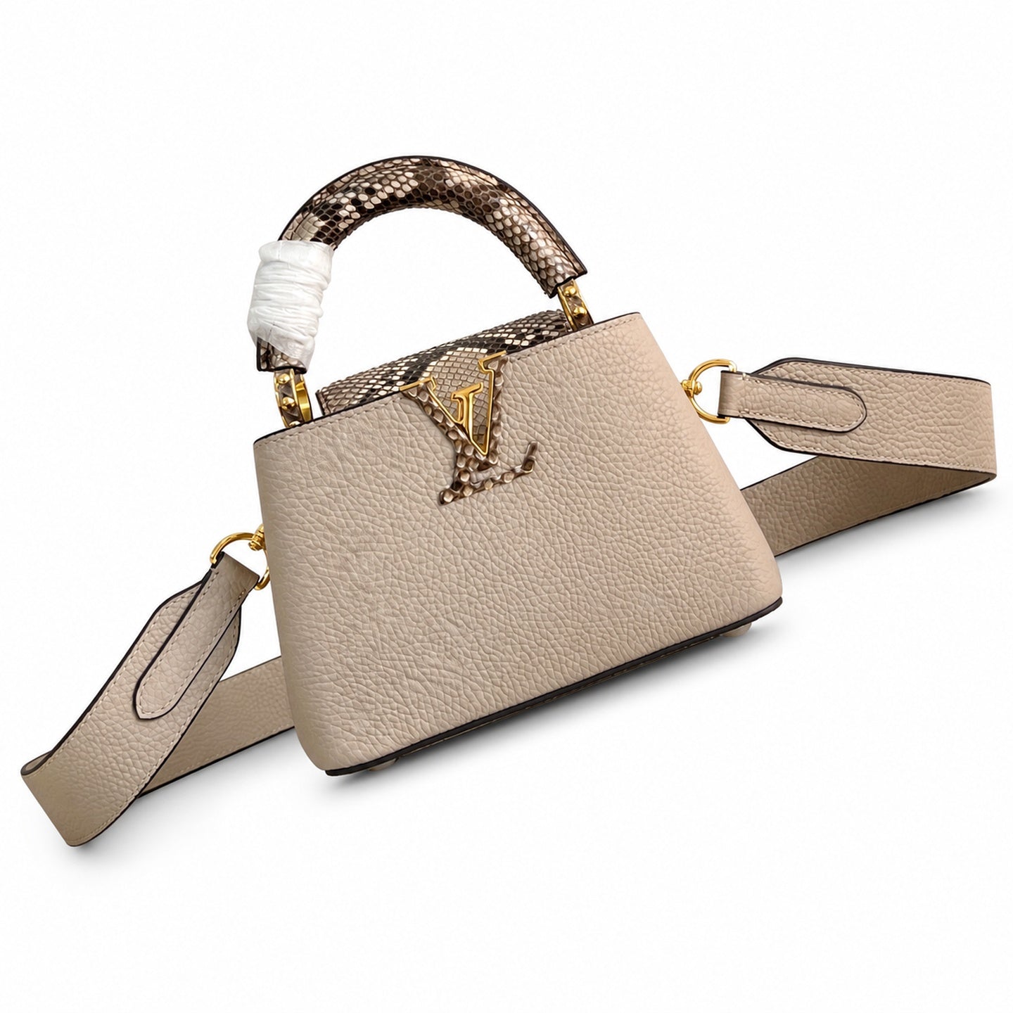 Louis Vuitton Capucines Mini Snakeskin Leather Gray Handbag