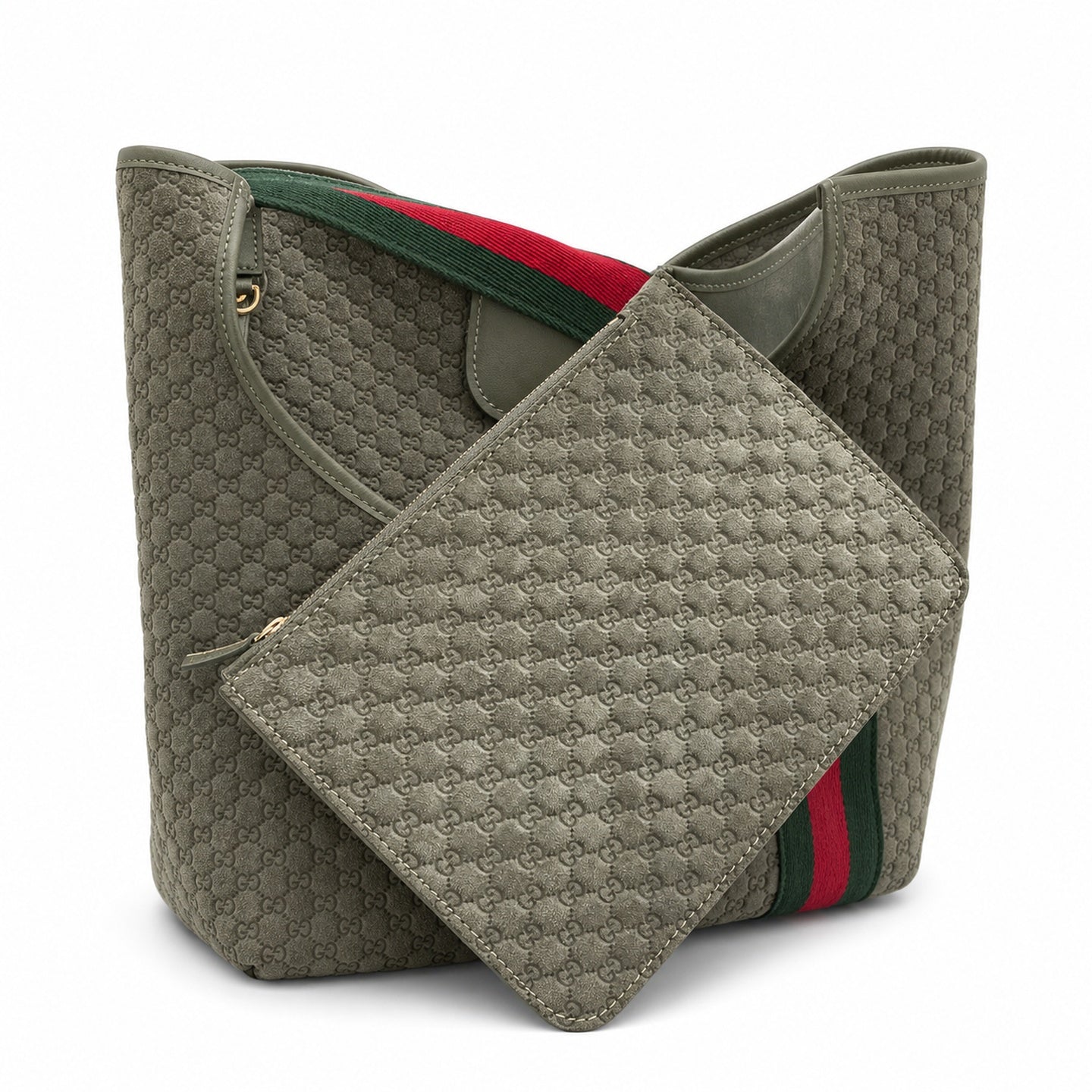 Gucci Giglio Cotton Suede Canvas Velvet Red Green Gold Handbag