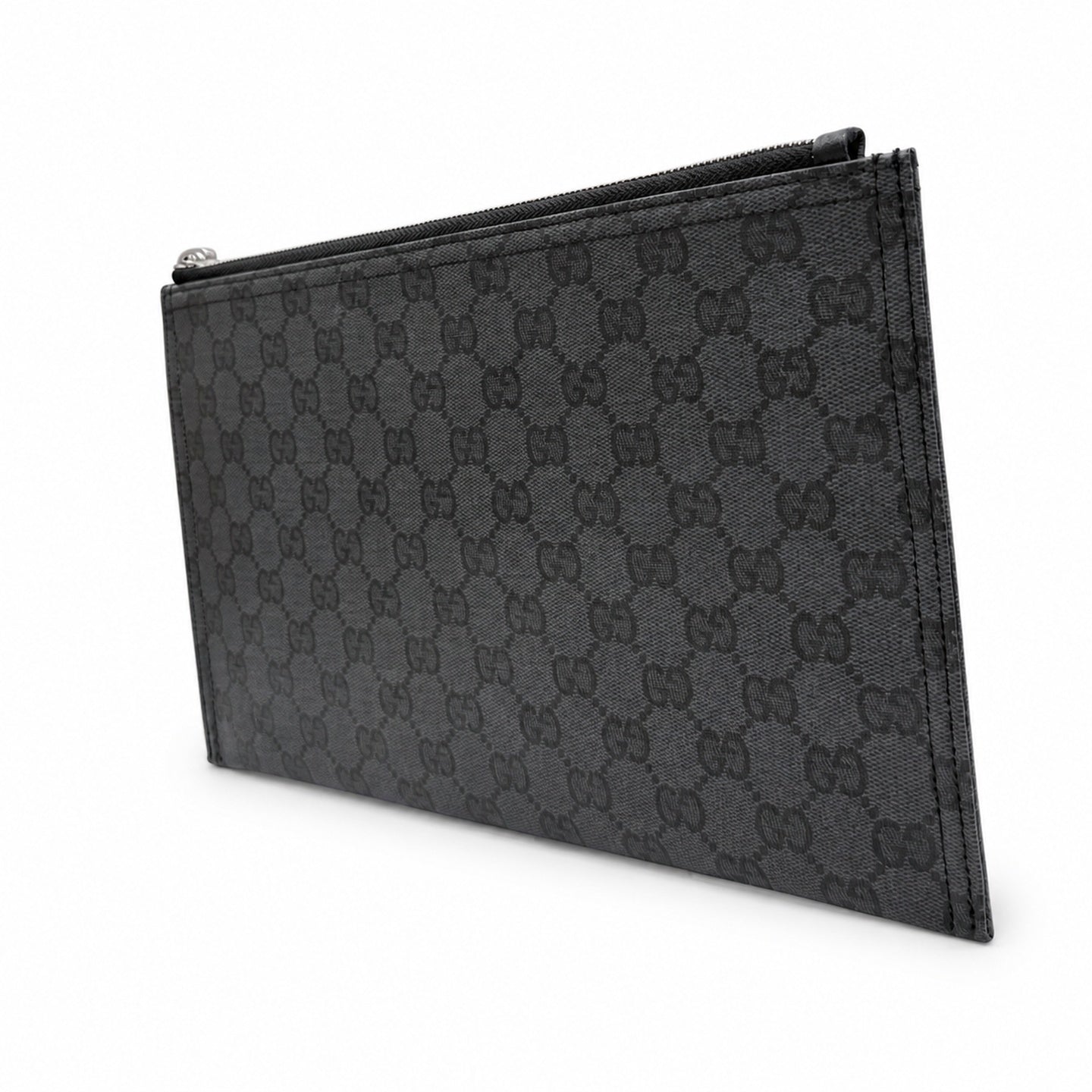 Gucci Small Canvas Leather Black Silver Clutch