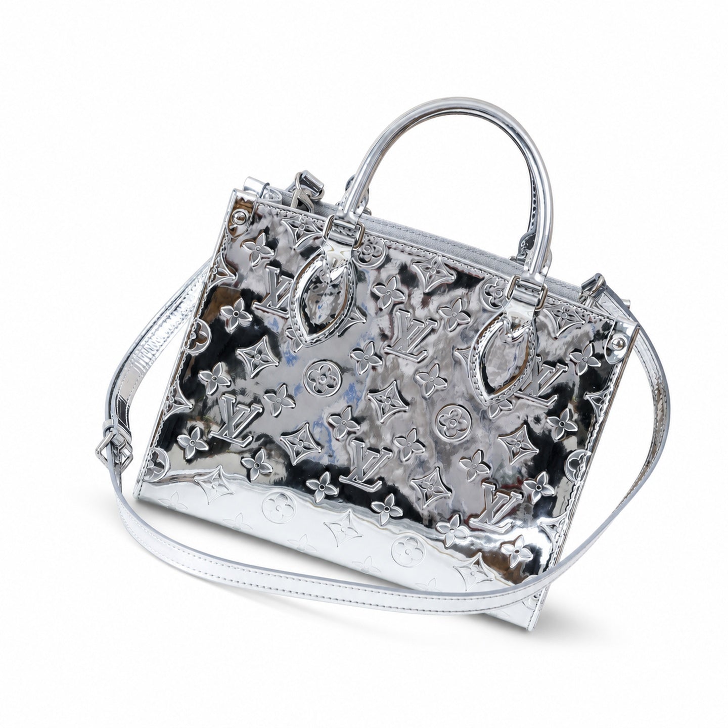 Louis Vuitton OnTheGo Small Canvas Silver Handbag