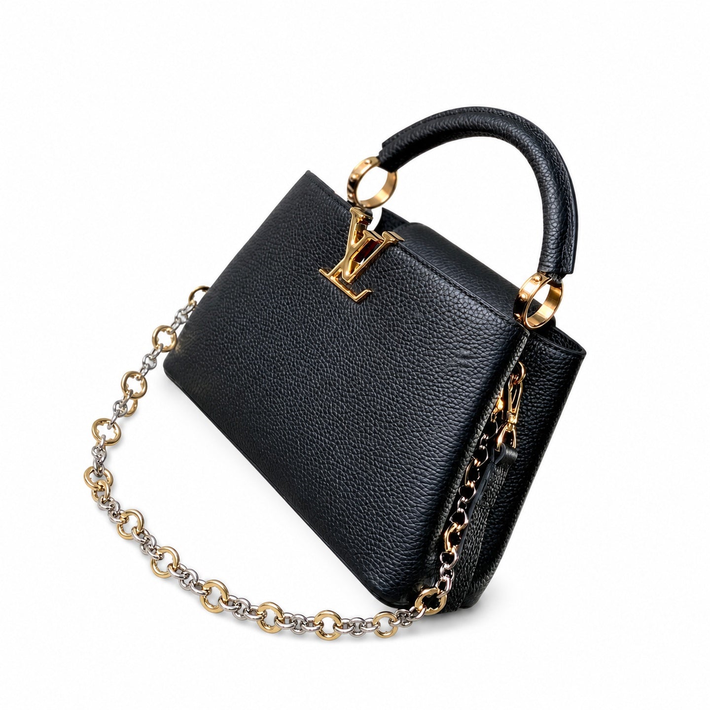 Louis Vuitton Capucines Small Leather Black Handbag