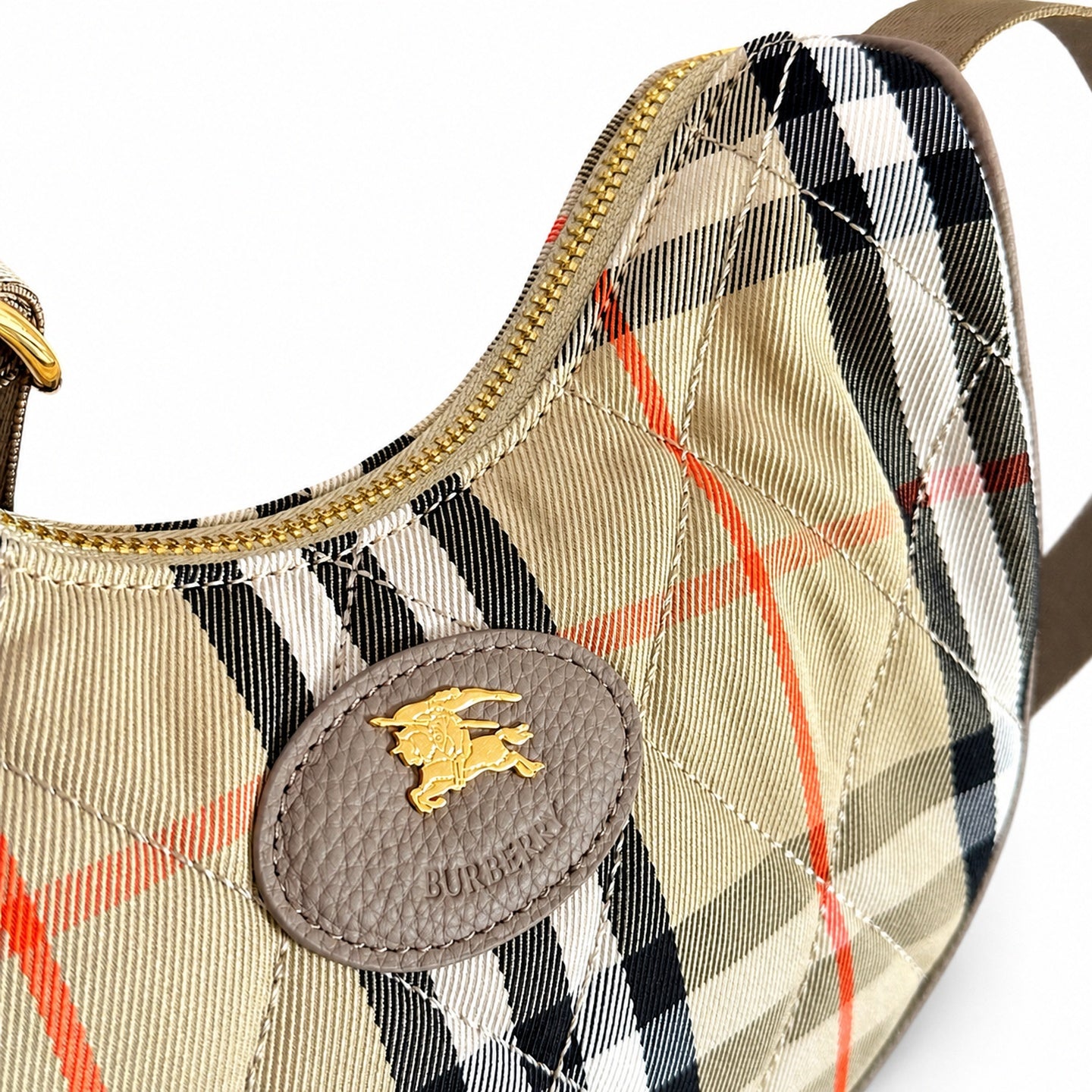 Burberry Horseshoe Quilted Check Crossbody Bag