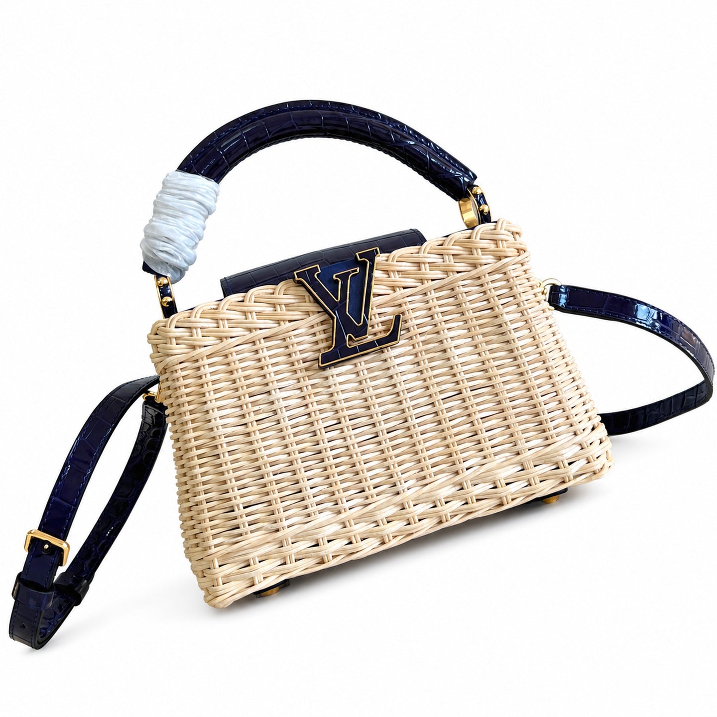 Louis Vuitton Capucines Mini Leather Blue Handbag