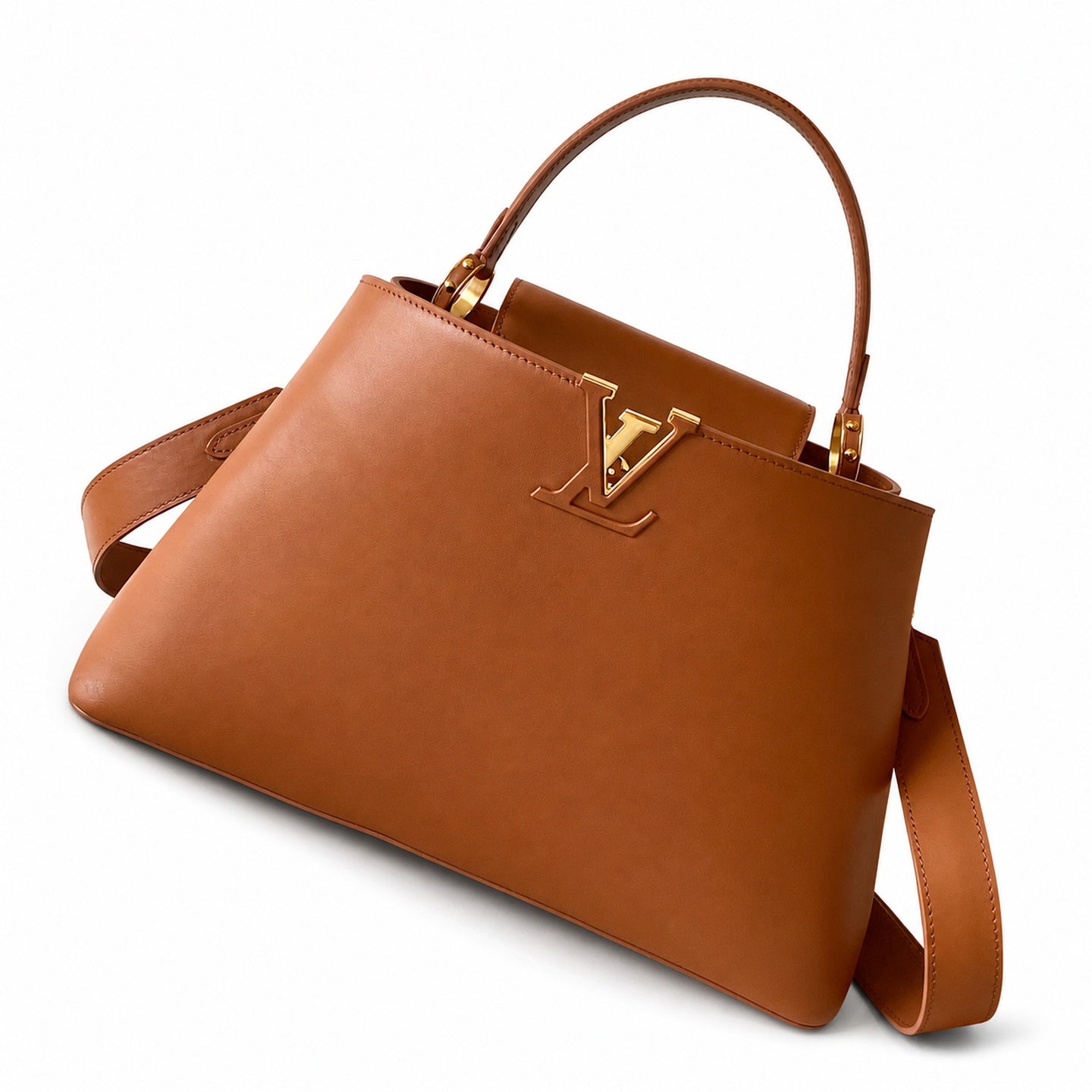 Louis Vuitton Capucines Large Leather Black Brown Handbag
