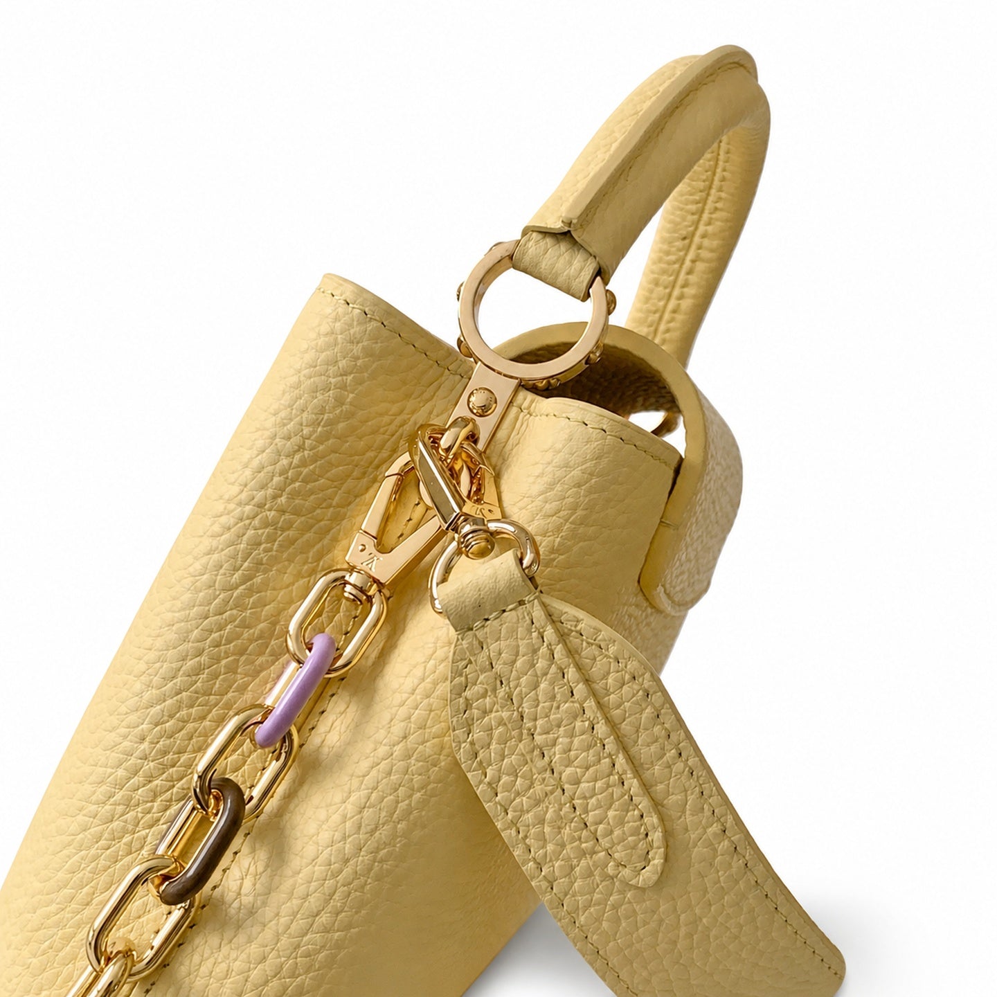 Louis Vuitton Capucines Small Leather Black Yellow Handbag