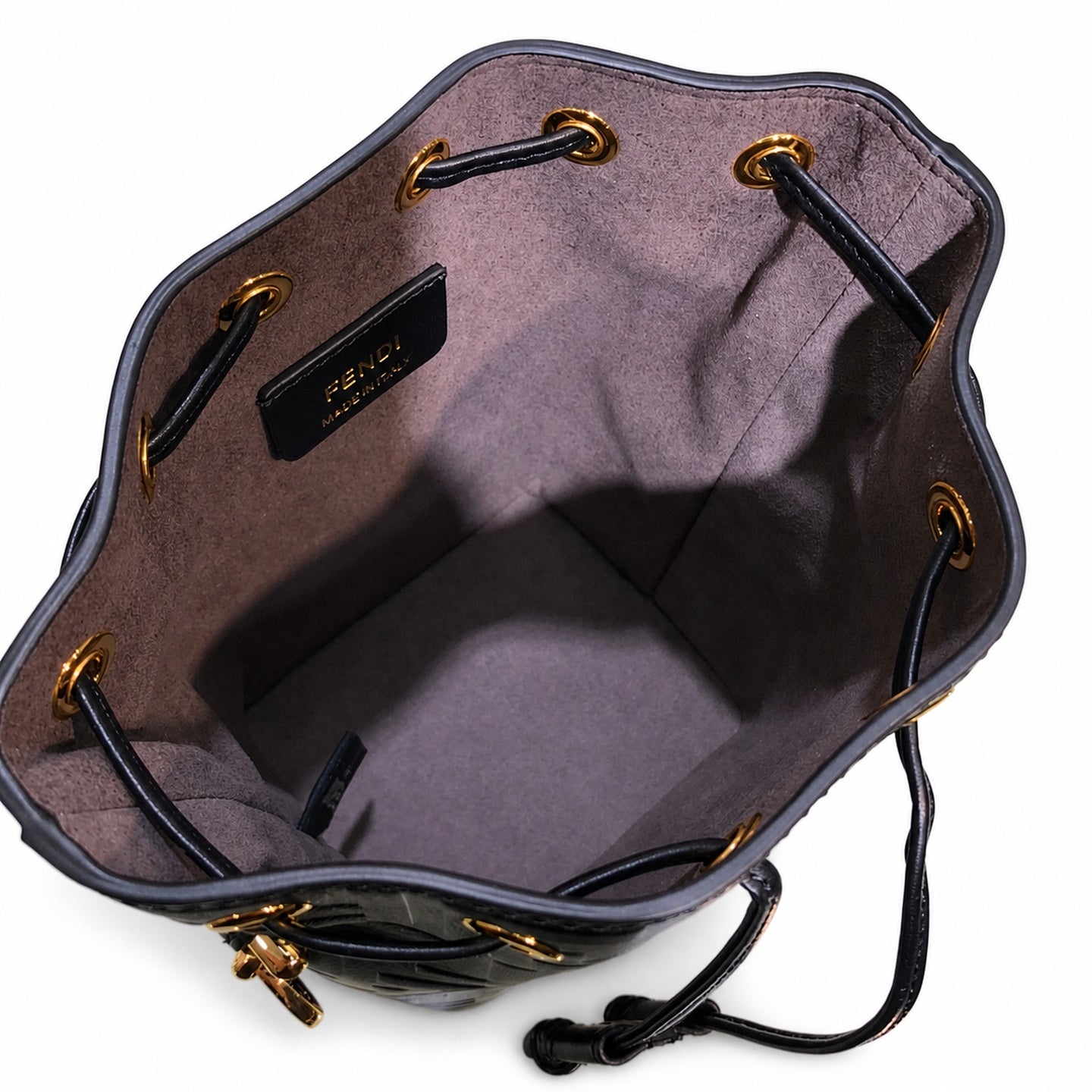 Fendi Mon Tresor Small Leather Black Bucket Bag