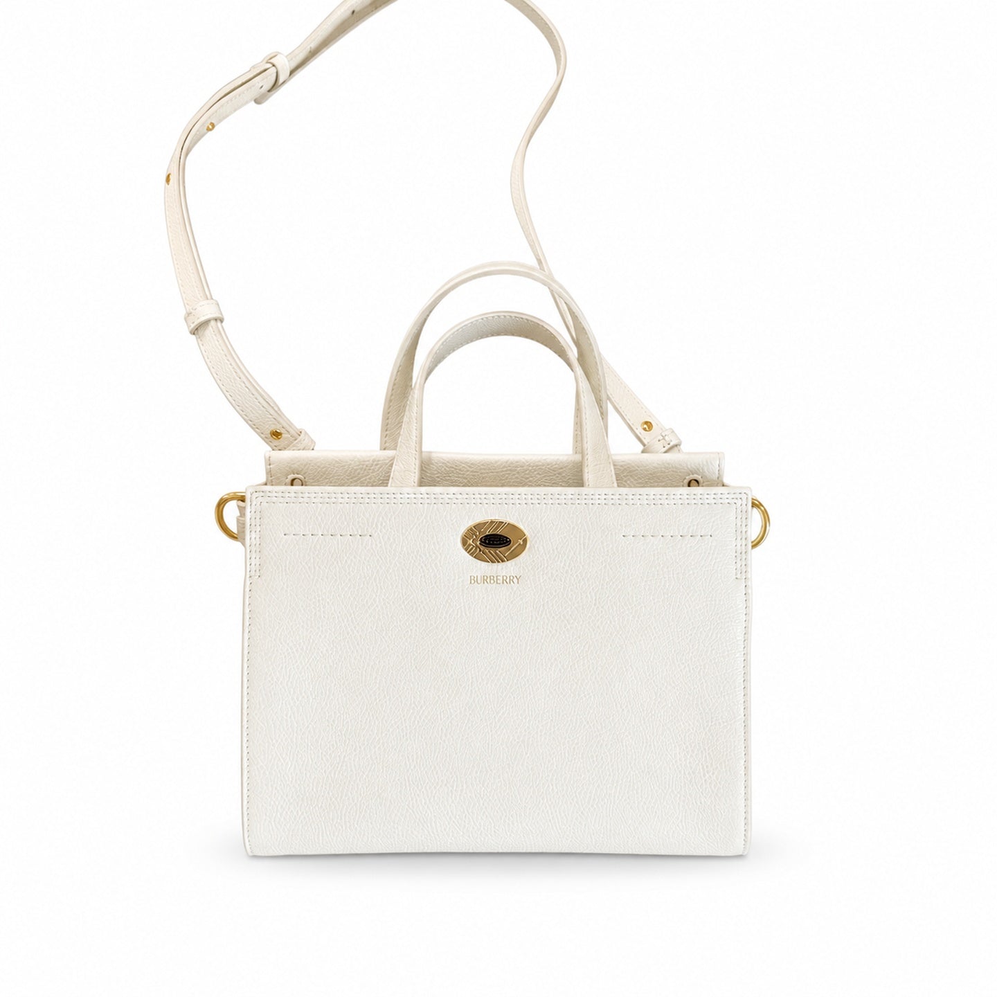 Burberry Cotton Leather Check Tote Bag