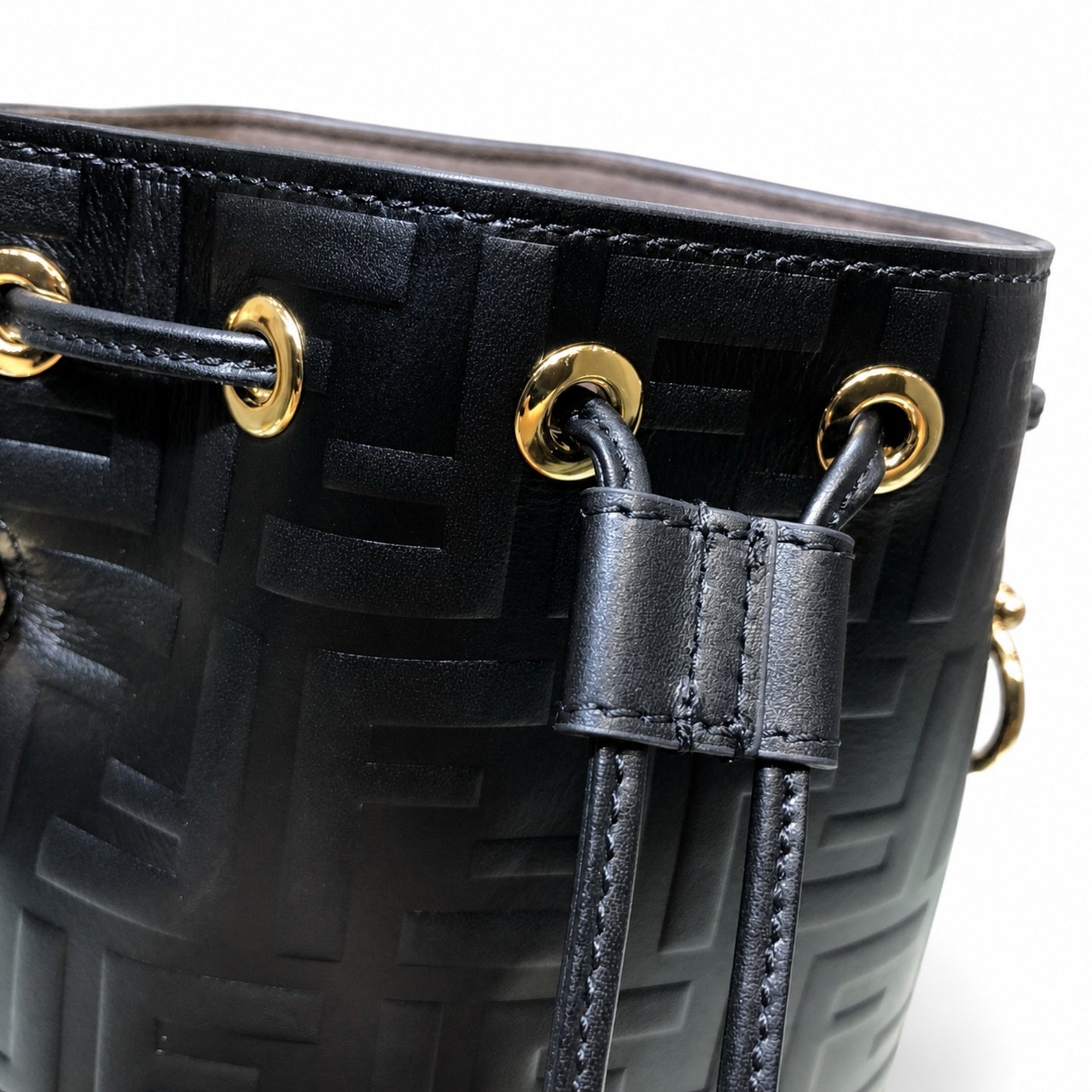 Fendi Mon Tresor Small Leather Black Bucket Bag