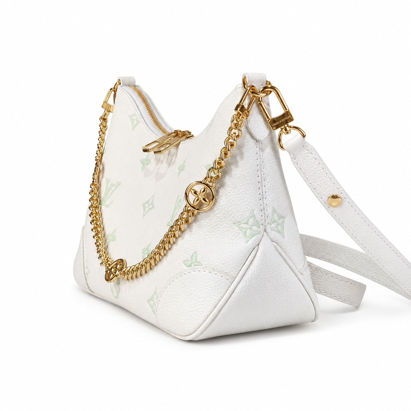 Louis Vuitton Boulogne Small Silk Jacquard Leather Green Gold Handbag