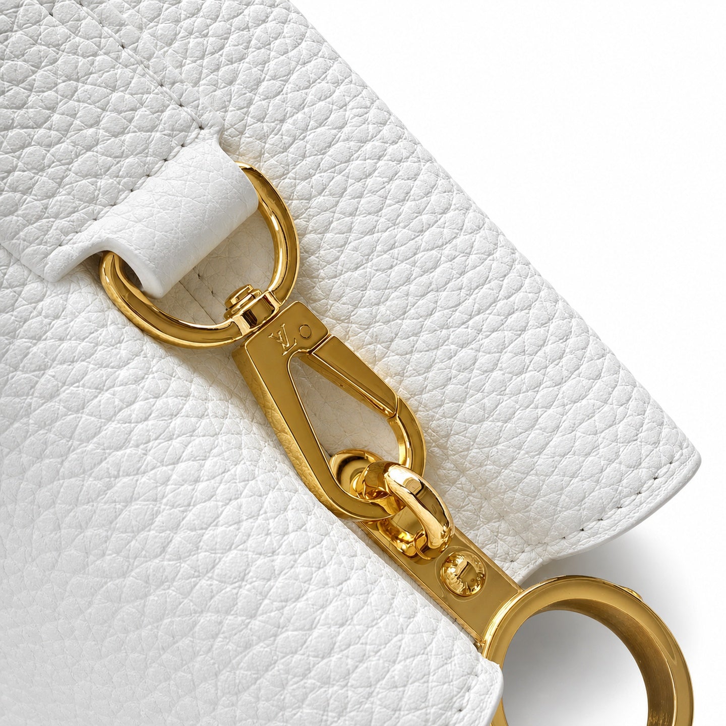 Louis Vuitton Capucines Mini Snakeskin Leather White Gold Handbag