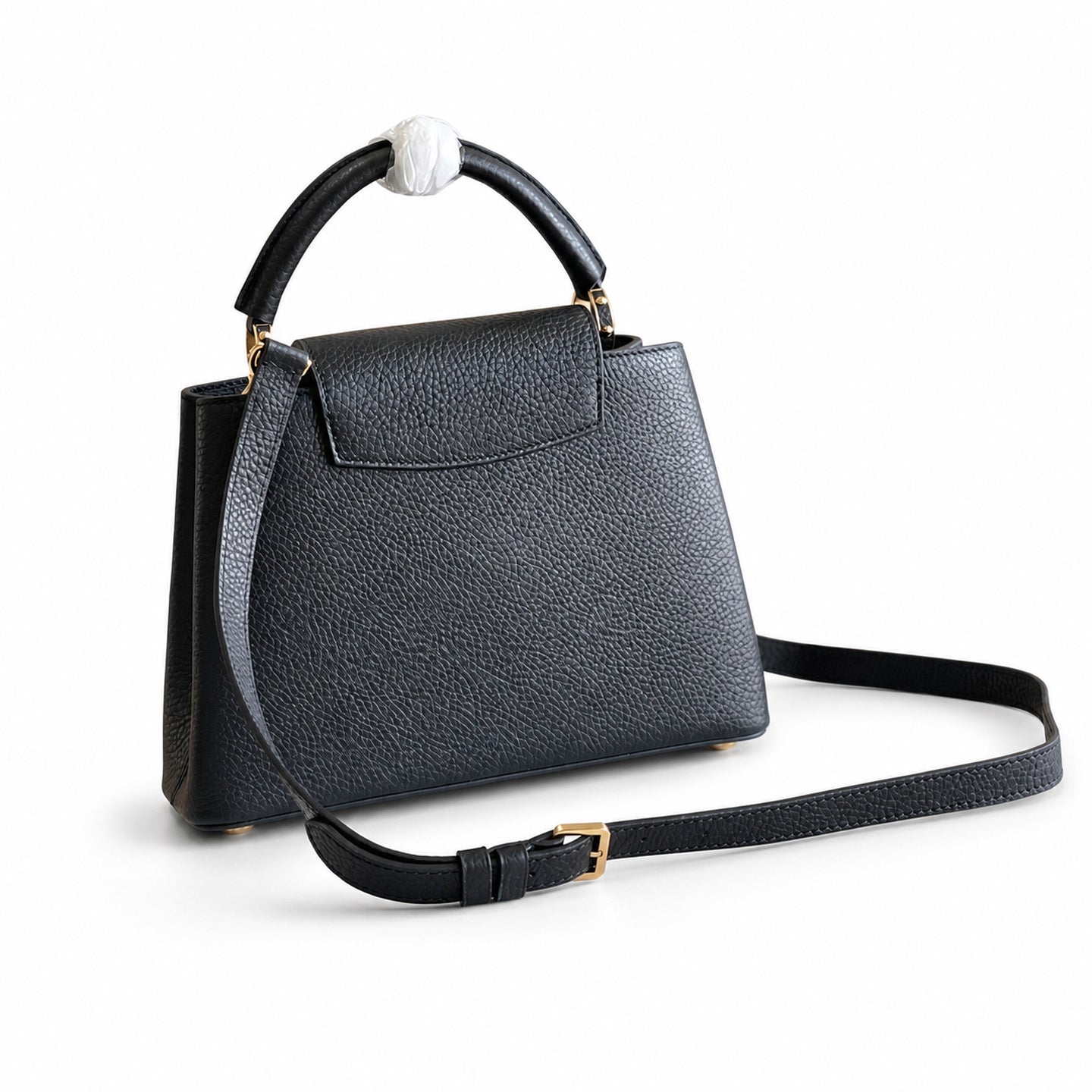 Louis Vuitton Capucines Small Leather Black Gold Handbag