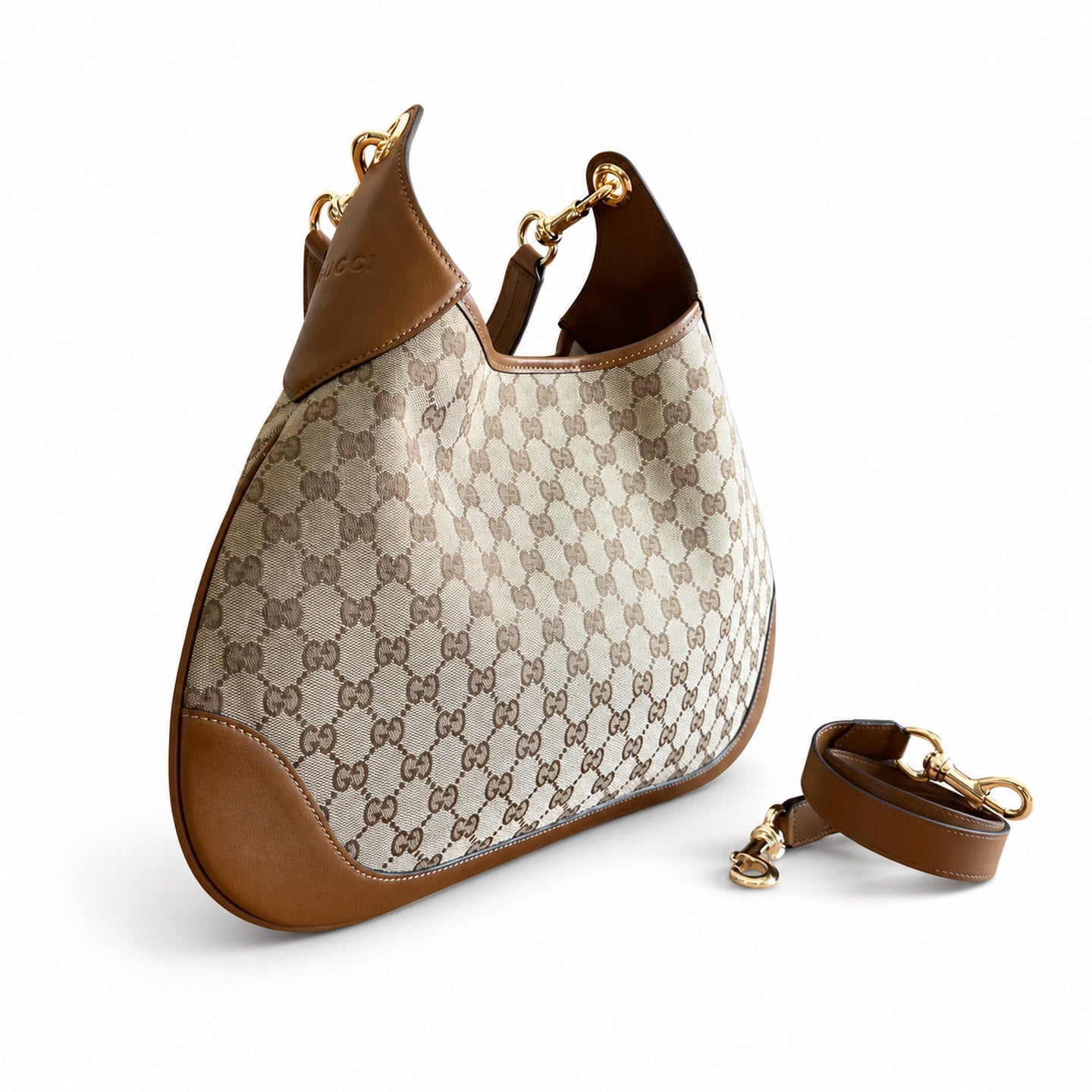 Gucci Suede Leather Brown Gold Bag
