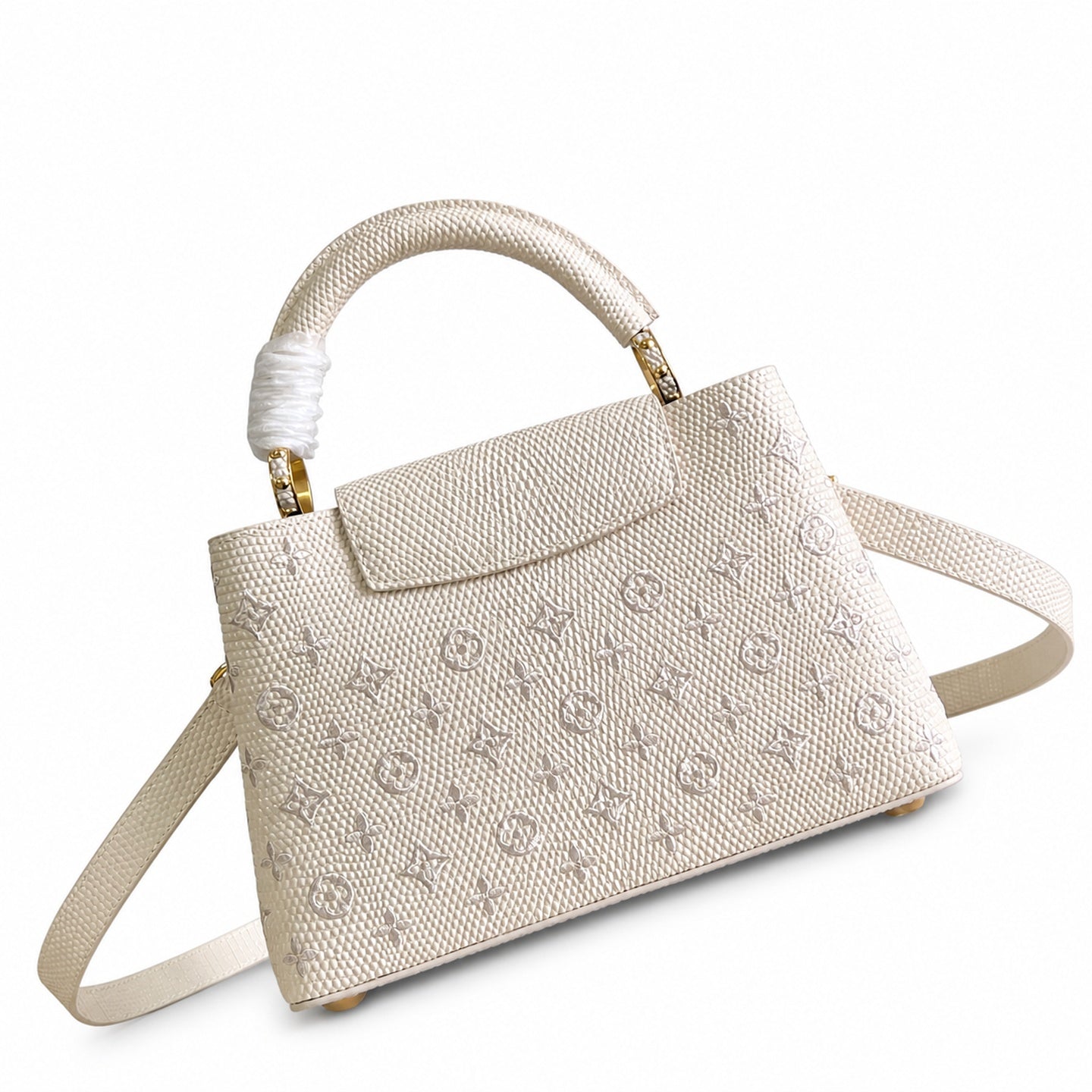 Louis Vuitton Capucines Small Embroidered Leather White Handbag