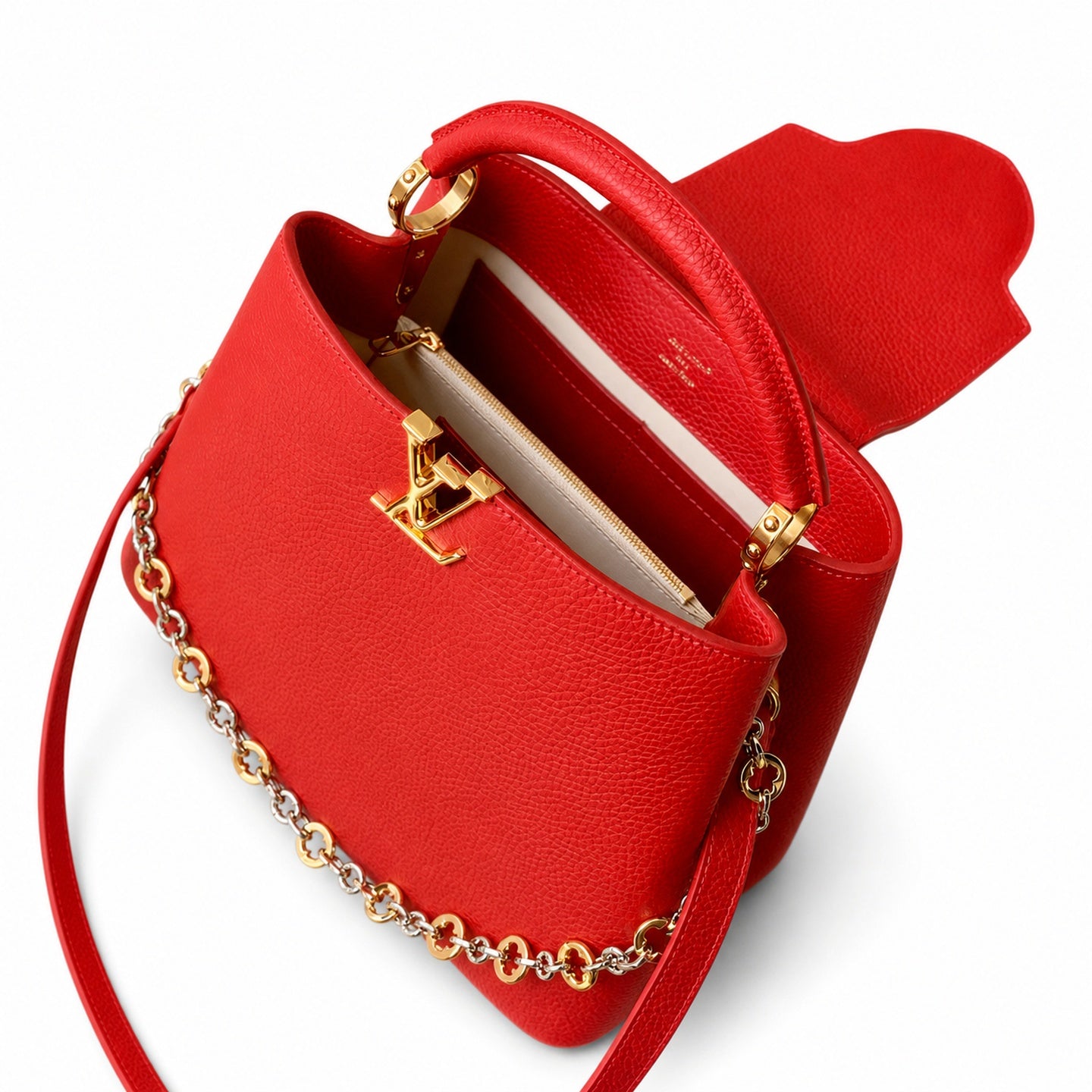 Louis Vuitton Capucines Medium Leather Red Handbag