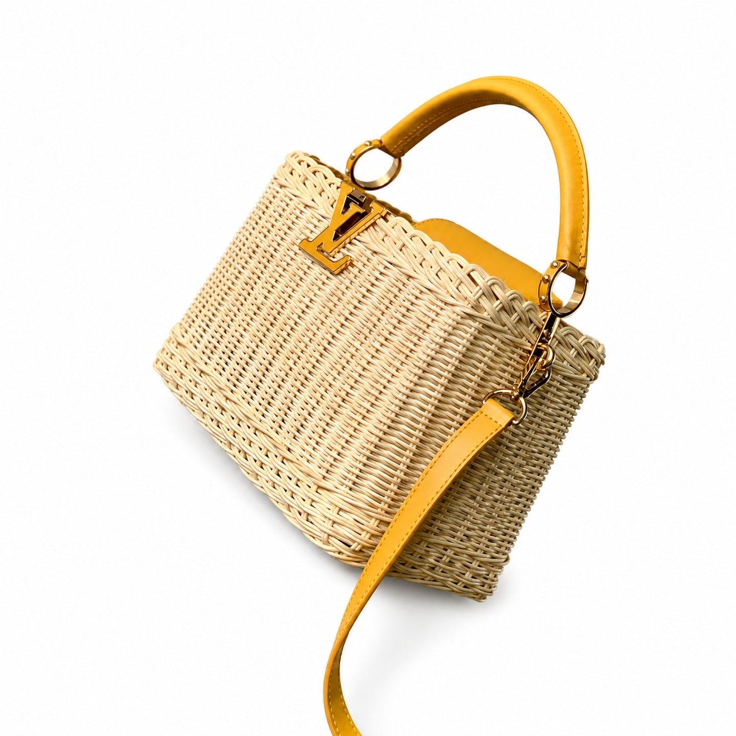 Louis Vuitton Capucines Small Leather Yellow Handbag