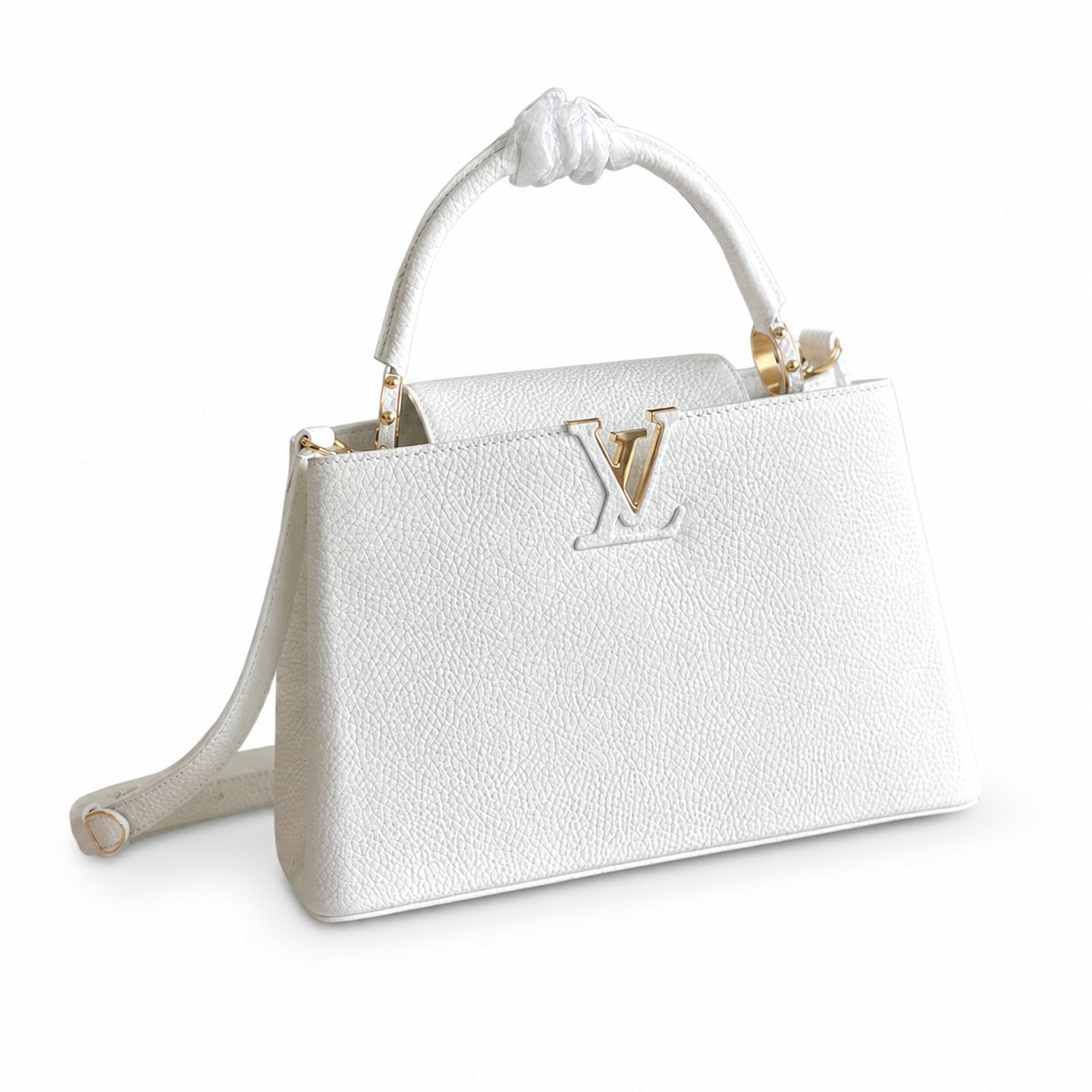 Louis Vuitton Capucines Medium Snakeskin Leather White Gold Handbag