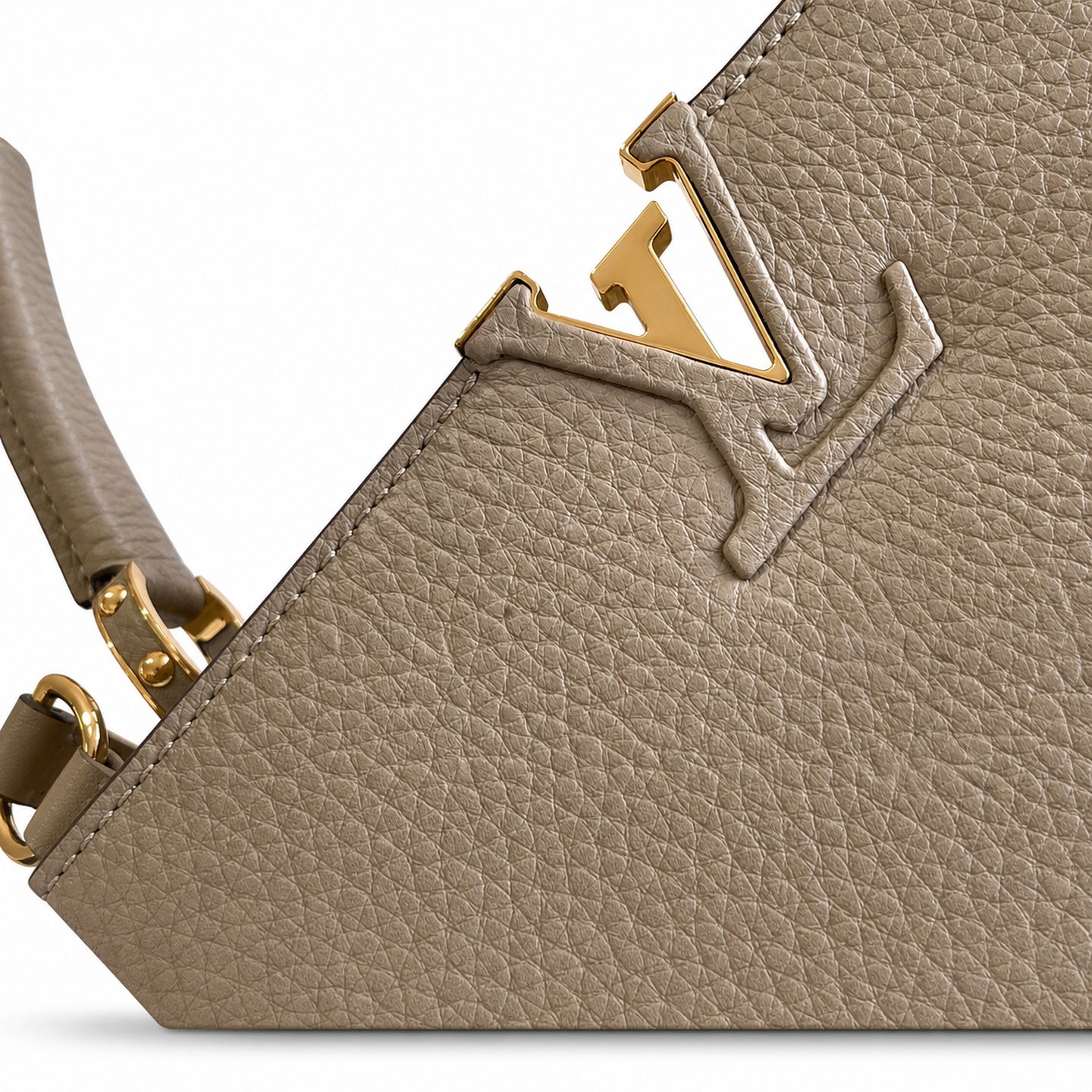 Louis Vuitton Capucines Small Leather Gray Gold Handbag