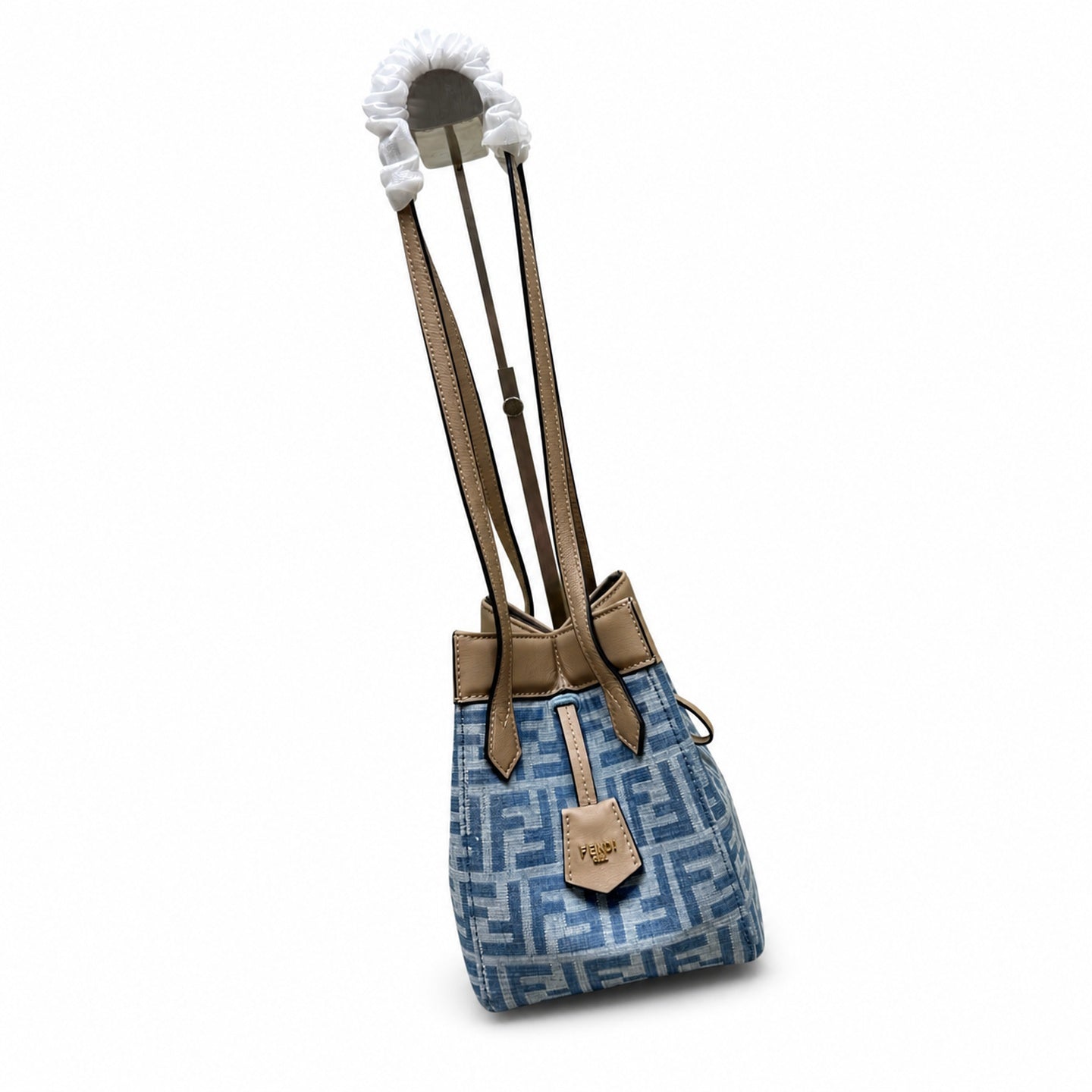 Fendi Origami Denim Leather Beige Blue Bag