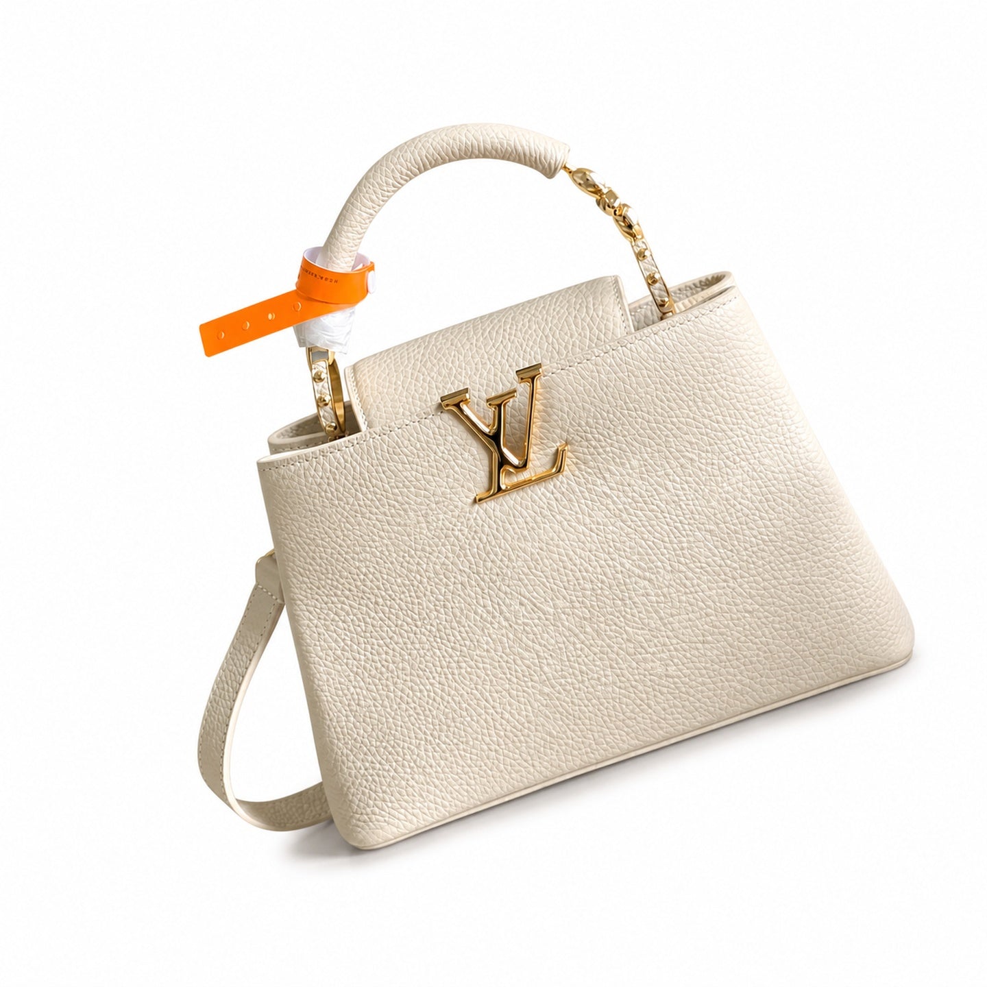 Louis Vuitton Capucines Leather White Gold Handbag