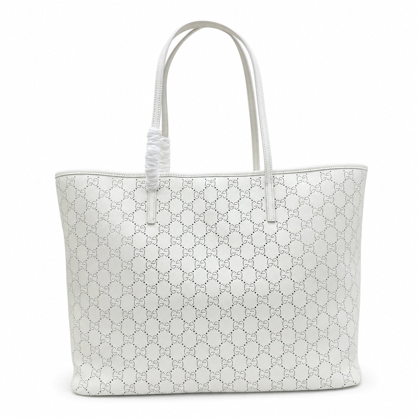 Gucci Suede Leather White Beige Gold Tote Bag