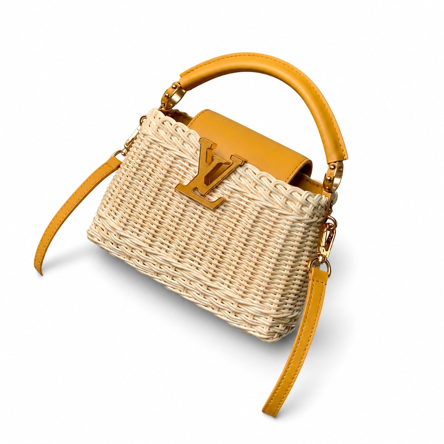 Louis Vuitton Capucines Mini Leather Yellow Handbag