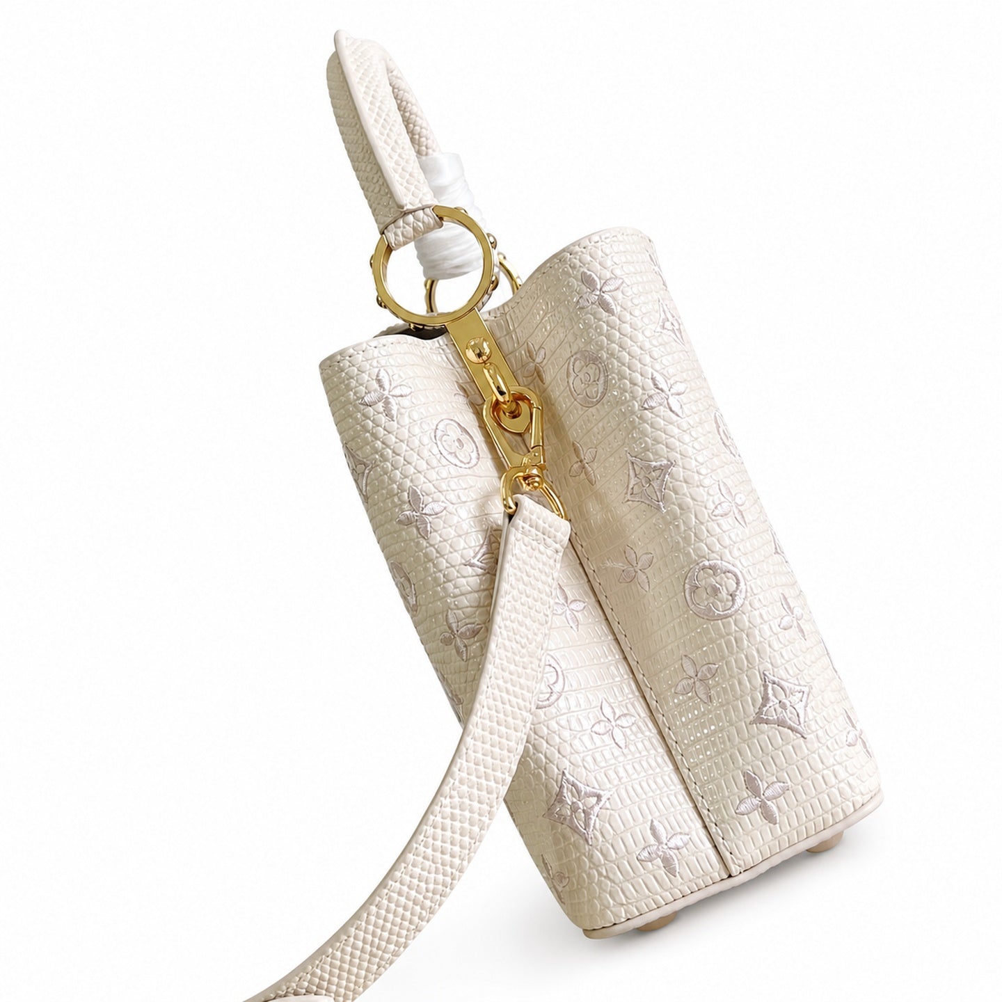 Louis Vuitton Capucines Small Embroidered Leather White Handbag