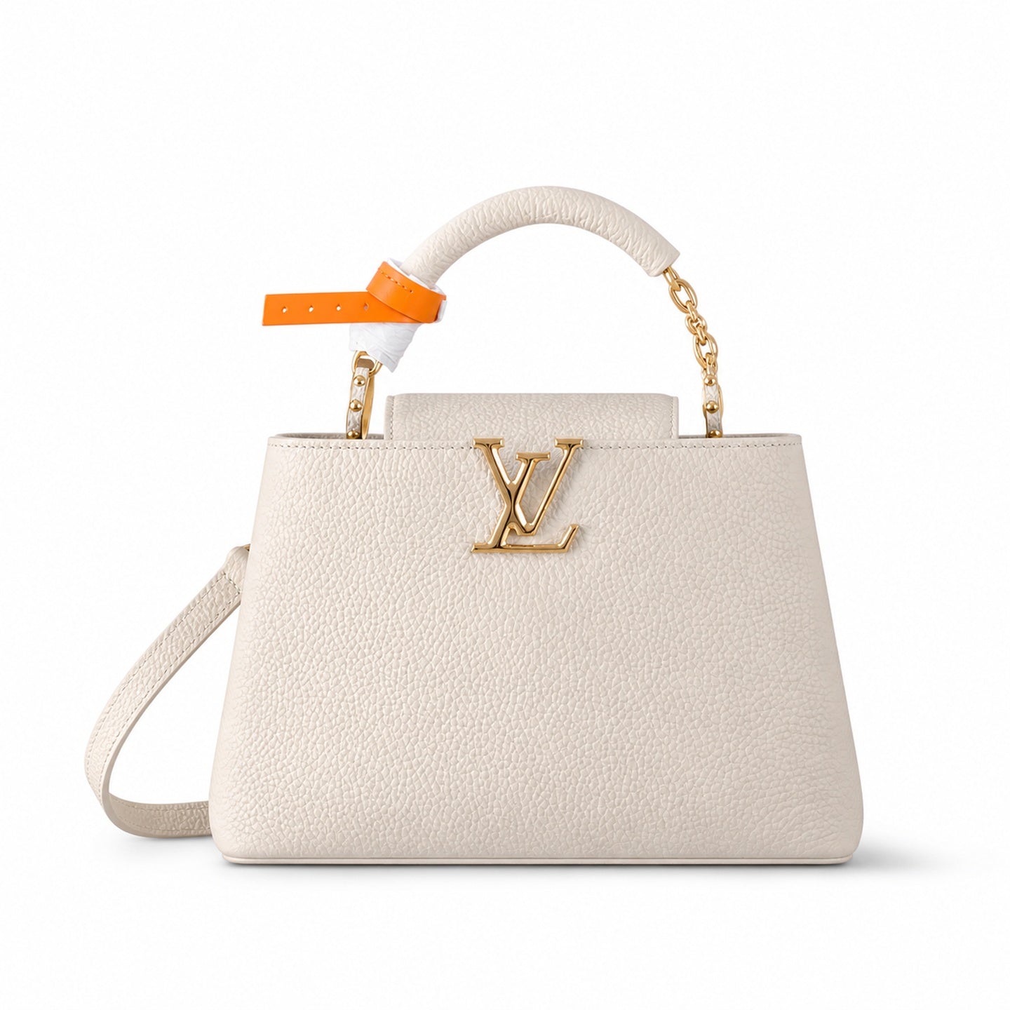 Louis Vuitton Capucines Leather White Gold Handbag