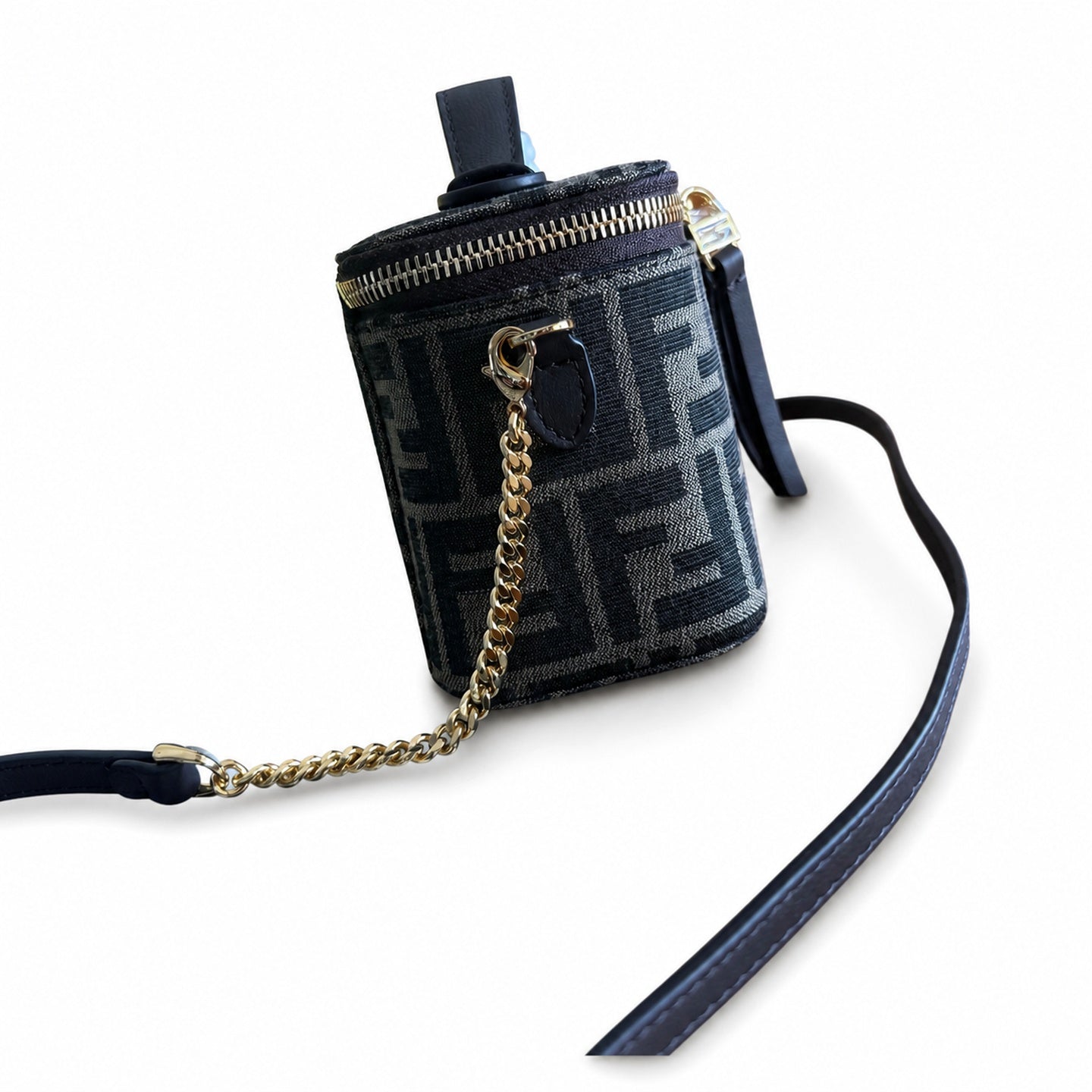 Fendi Mini Jacquard Leather Brown Vanity Bag