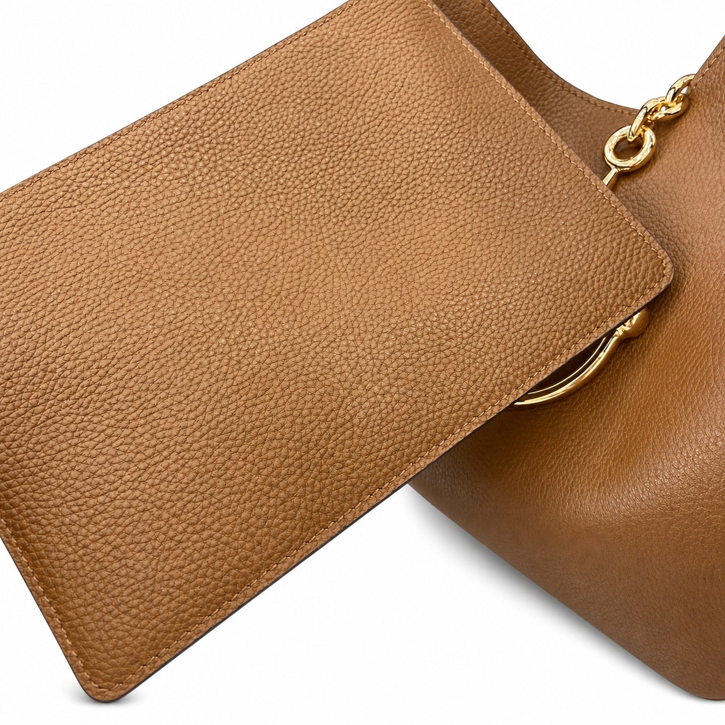 Gucci Horsebit Large Leather Brown Gold Bag
