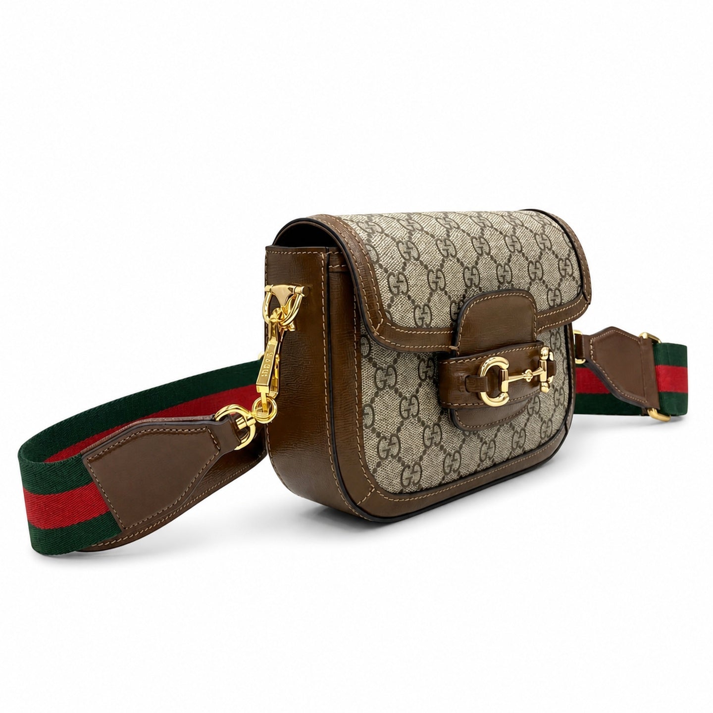 Gucci Horsebit 1955 Supreme Small Cotton Leather Beige Brown Red Green Gold Belt