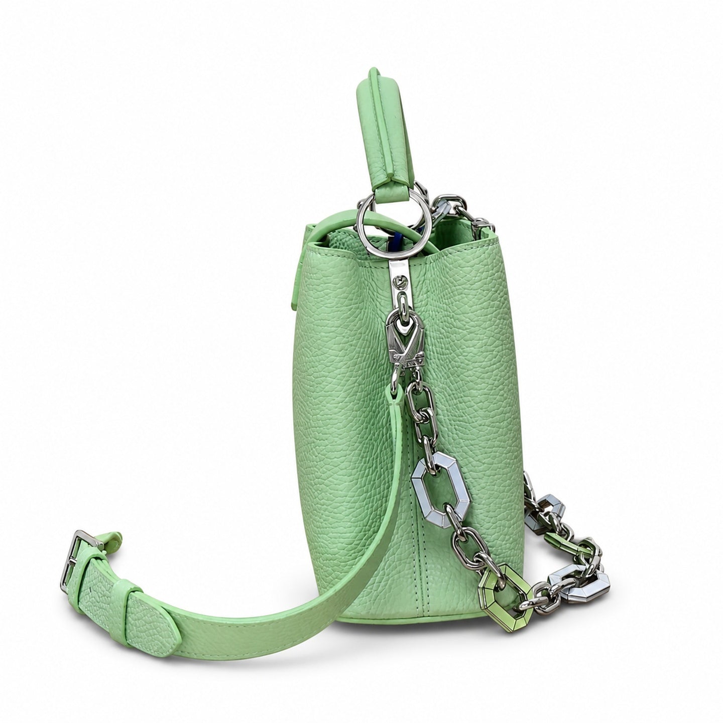 Louis Vuitton Capucines Small Leather Green Silver Handbag