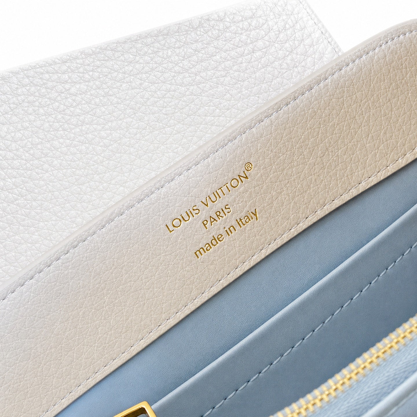Louis Vuitton Capucines Mini Leather White Blue Handbag