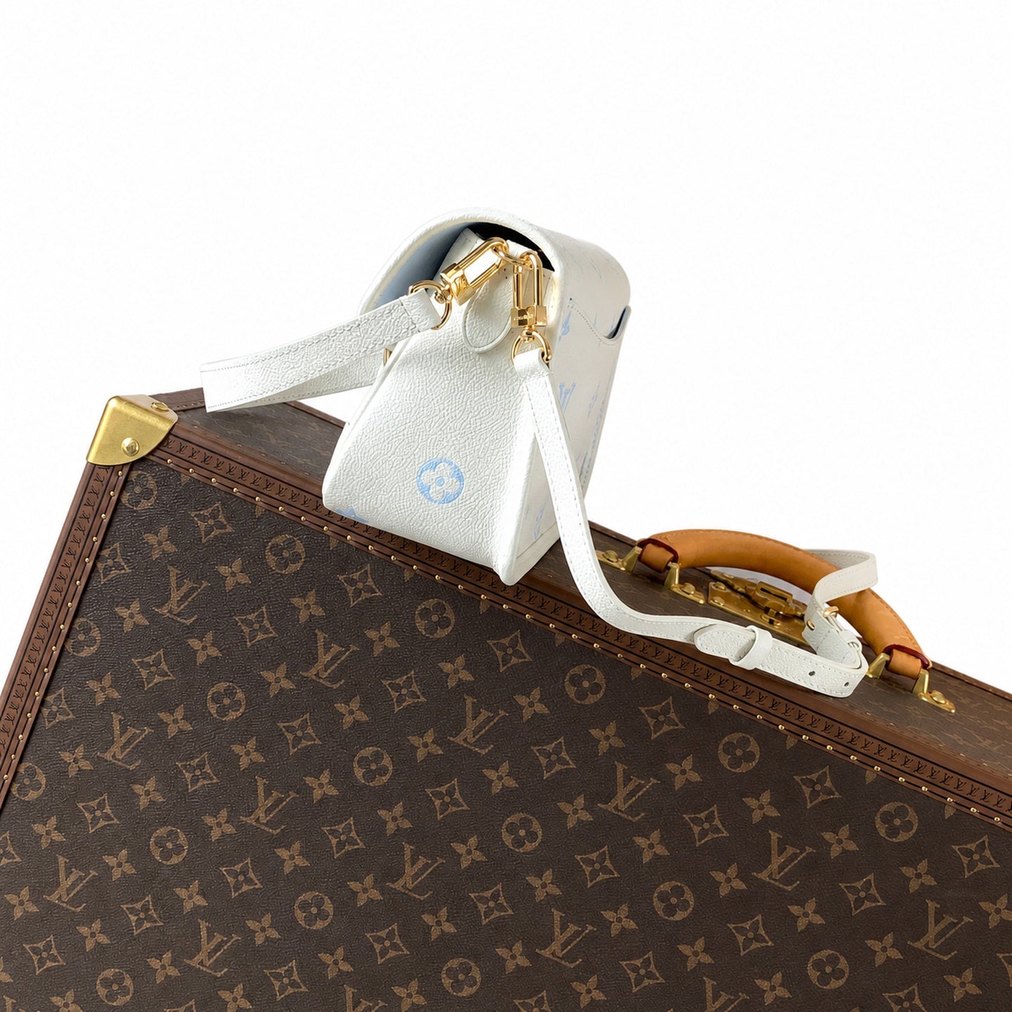 Louis Vuitton Diane Small Leather White Blue Gold Handbag