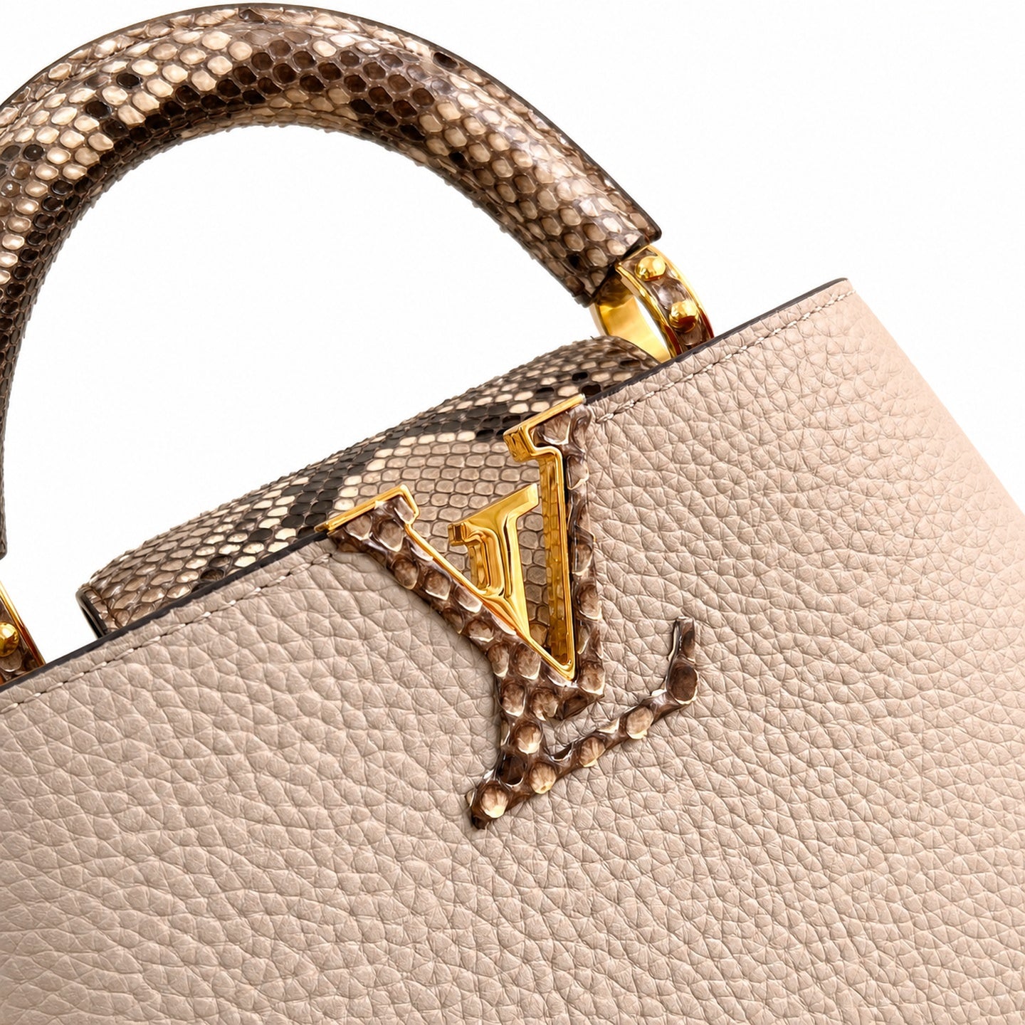 Louis Vuitton Capucines Mini Snakeskin Leather Gray Handbag