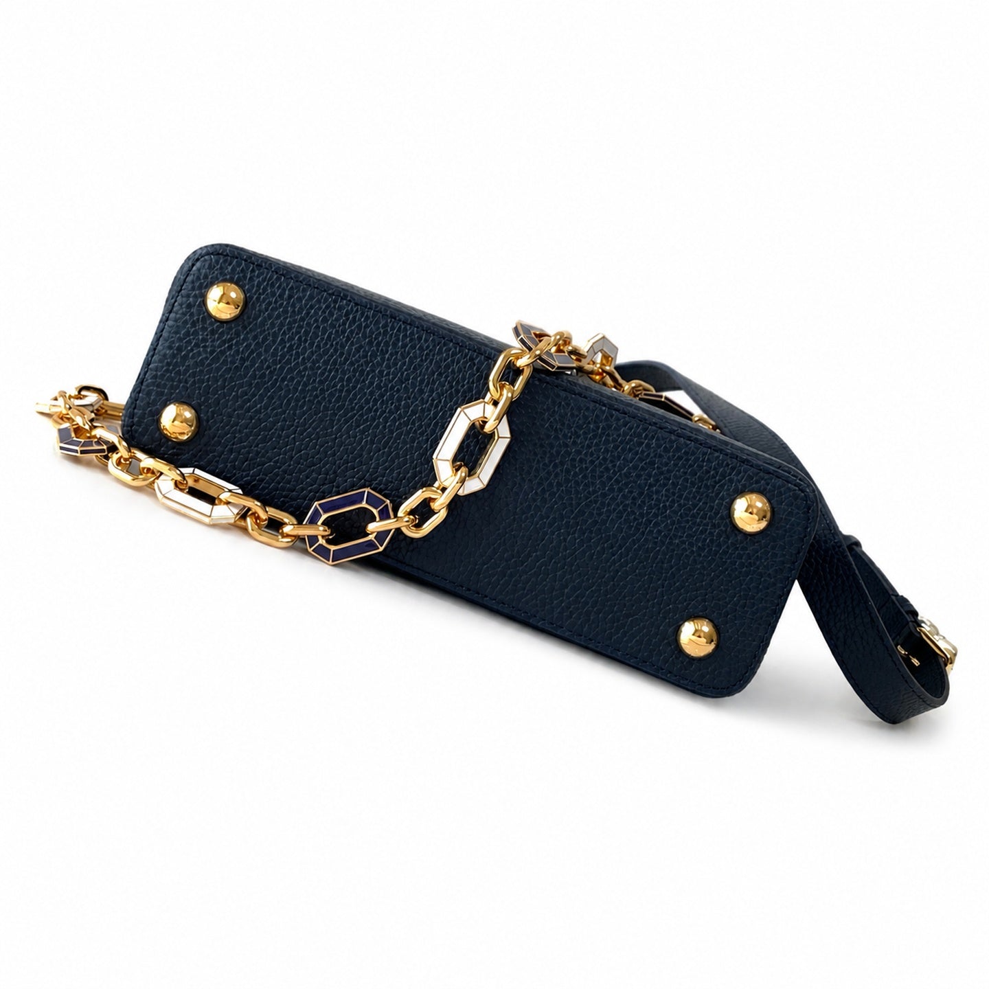 Louis Vuitton Capucines Small Leather Blue Gold Handbag