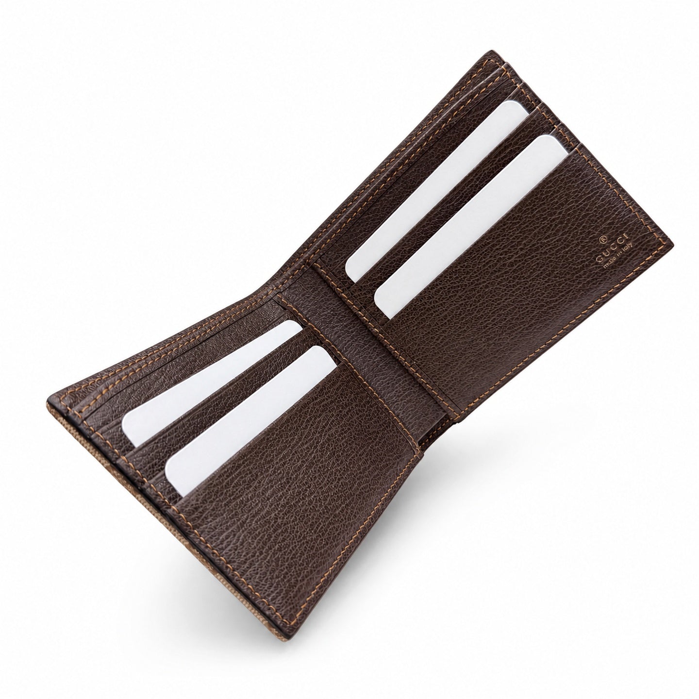 Gucci Canvas Leather Brown Gold Wallet
