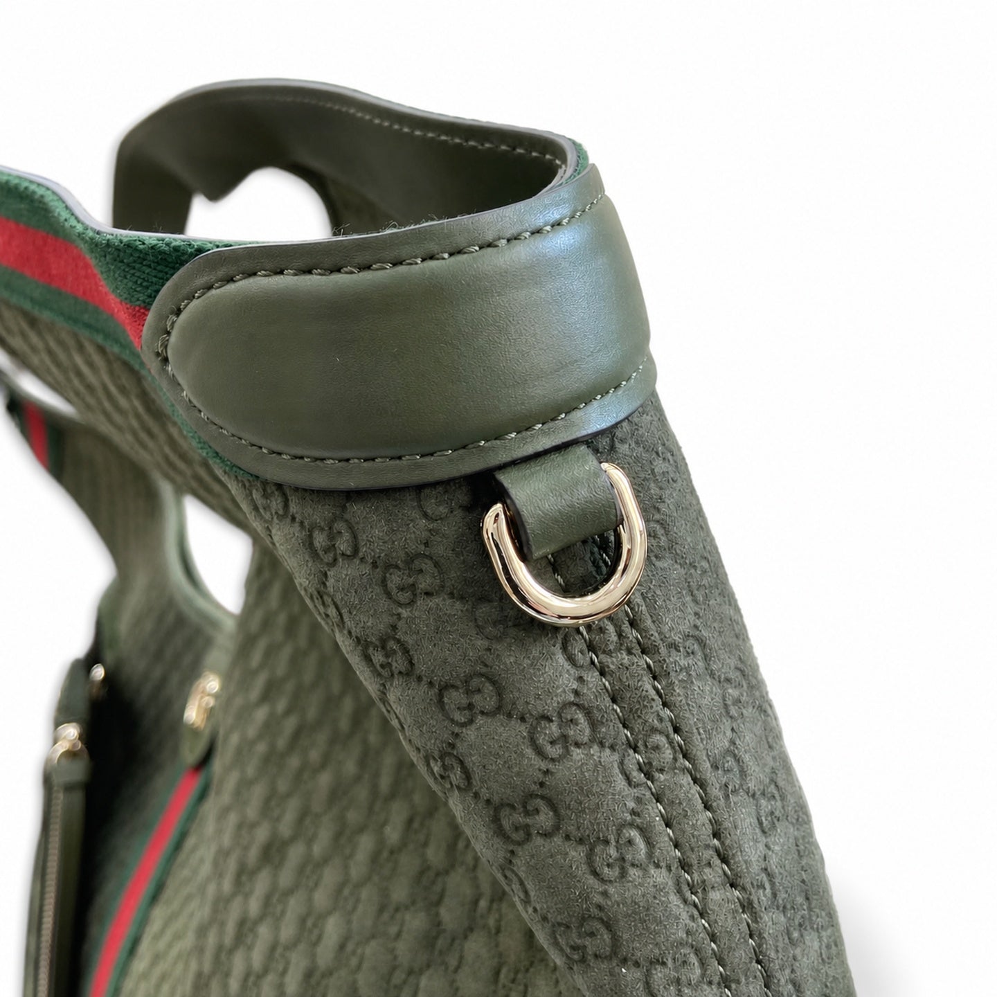 Gucci Giglio Cotton Suede Canvas Velvet Red Green Gold Handbag