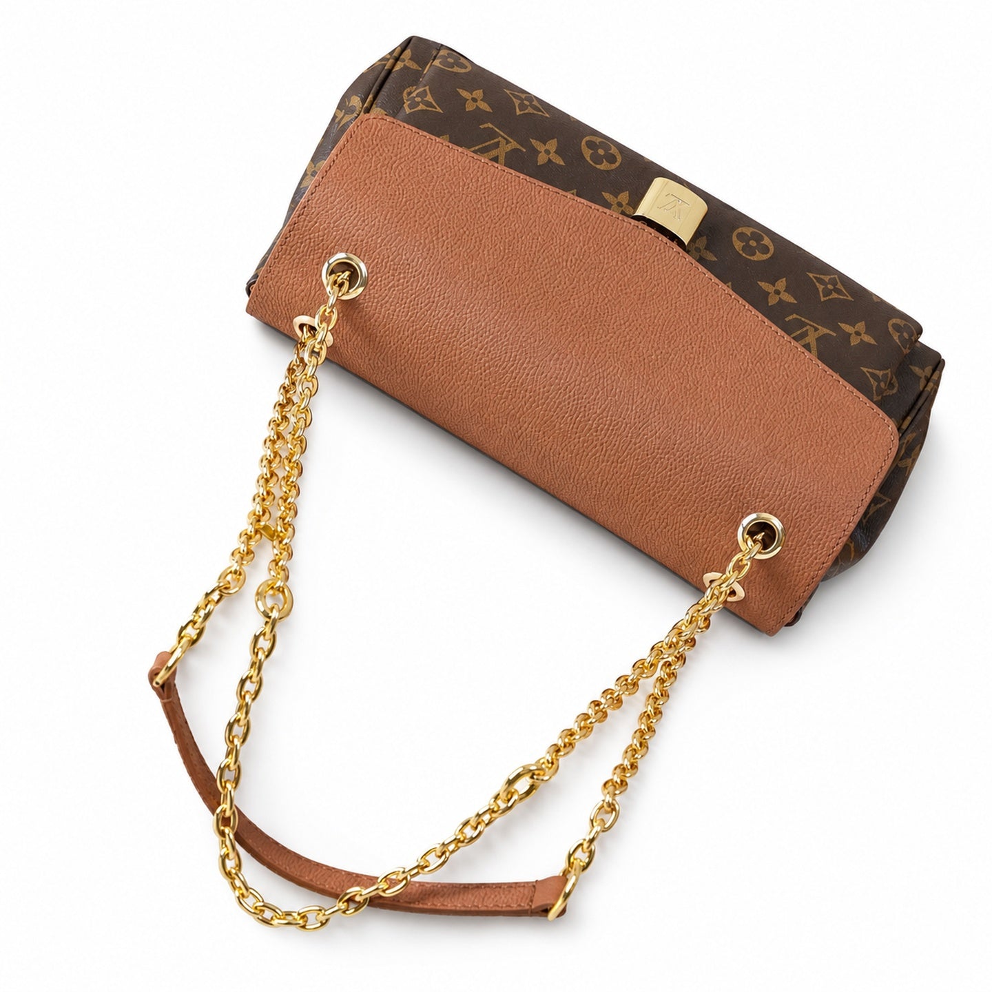 Louis Vuitton Canvas Leather Brown Gold Handbag