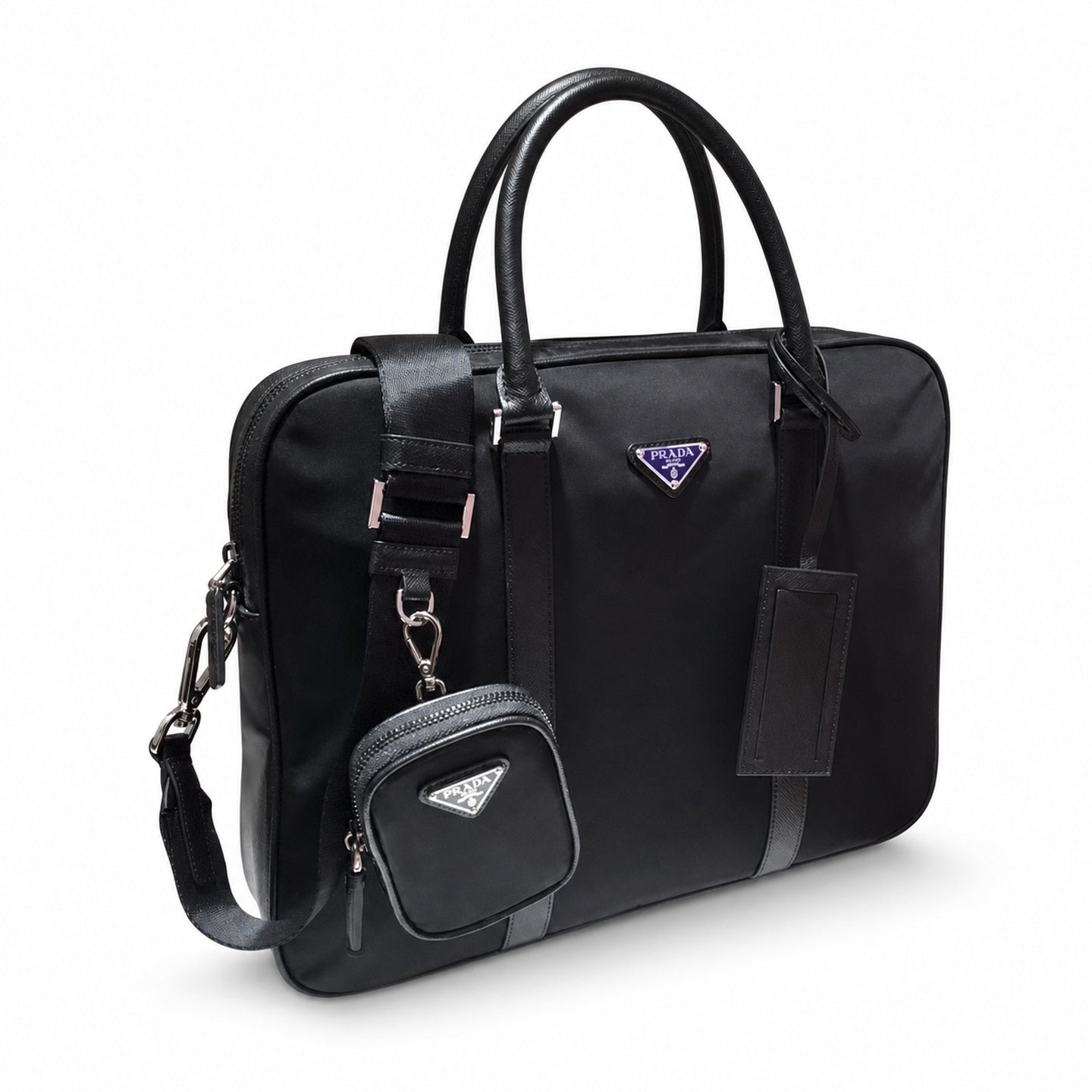 Prada Saffiano Small Nylon Leather Briefcase