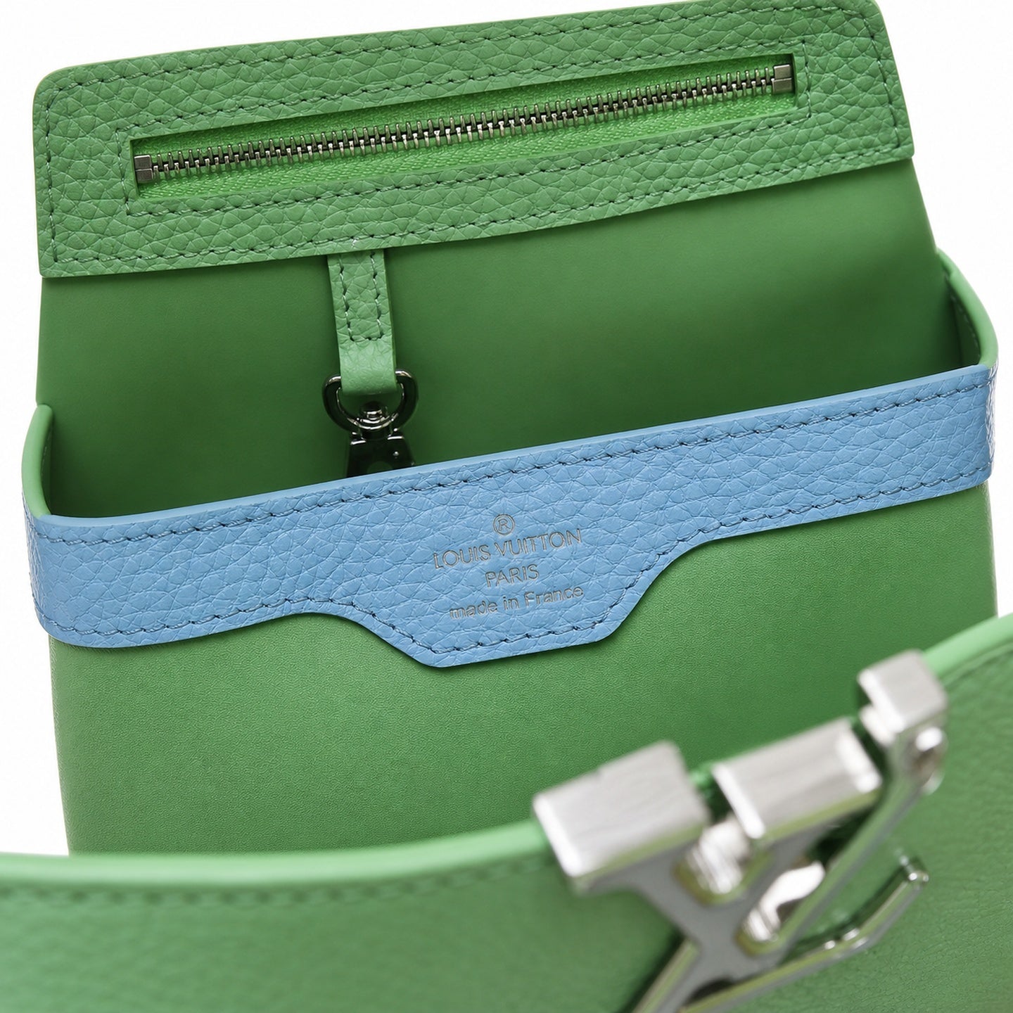 Louis Vuitton Capucines Small Leather Green Silver Handbag