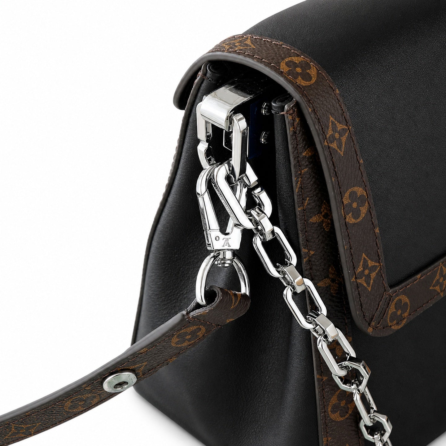Louis Vuitton Dauphine Medium Canvas Leather Black Handbag