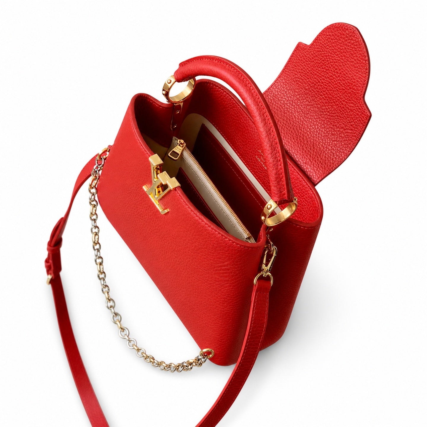Louis Vuitton Capucines Small Leather Red Handbag