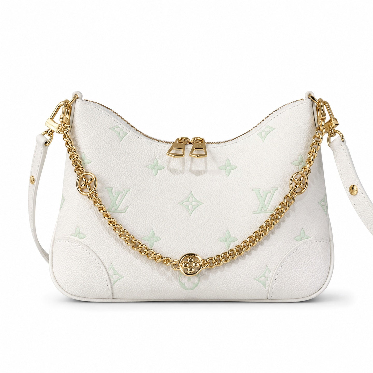 Louis Vuitton Boulogne Small Silk Jacquard Leather Green Gold Handbag