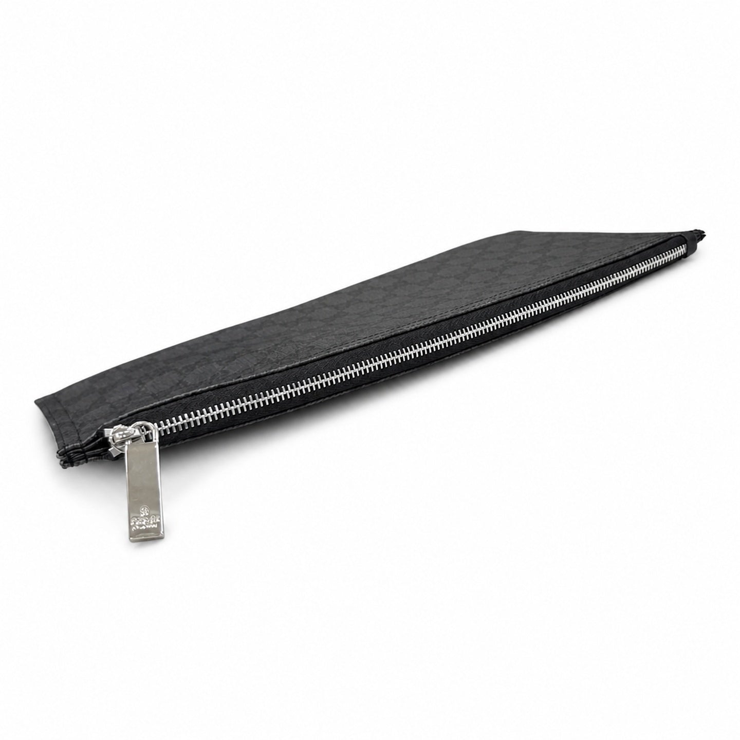 Gucci Small Canvas Leather Black Silver Clutch