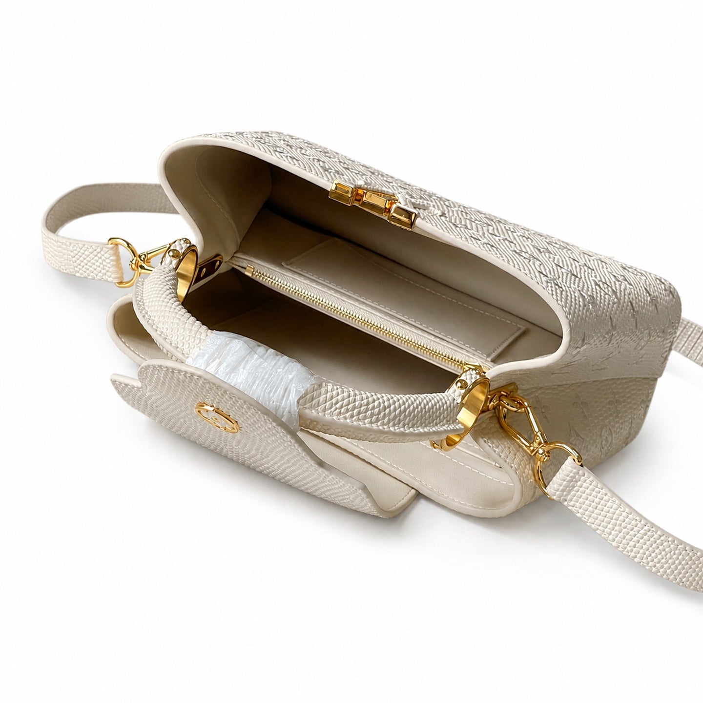 Louis Vuitton Capucines Embroidered Leather White Handbag